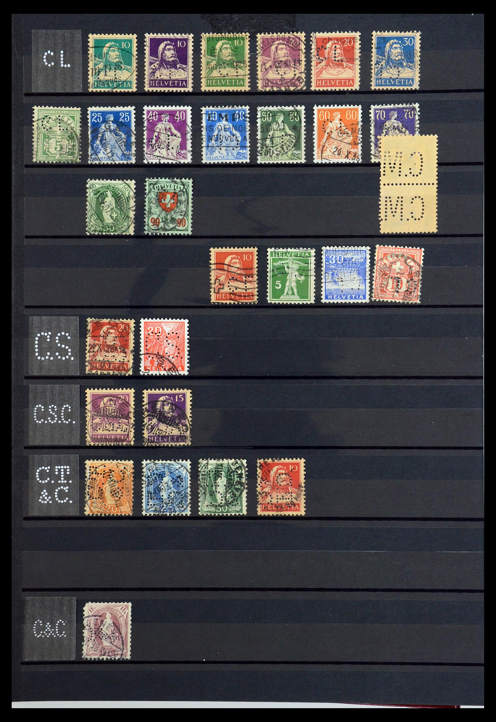 36372 012 - Stamp collection 36372 Switzerland perfins 1880-1960.