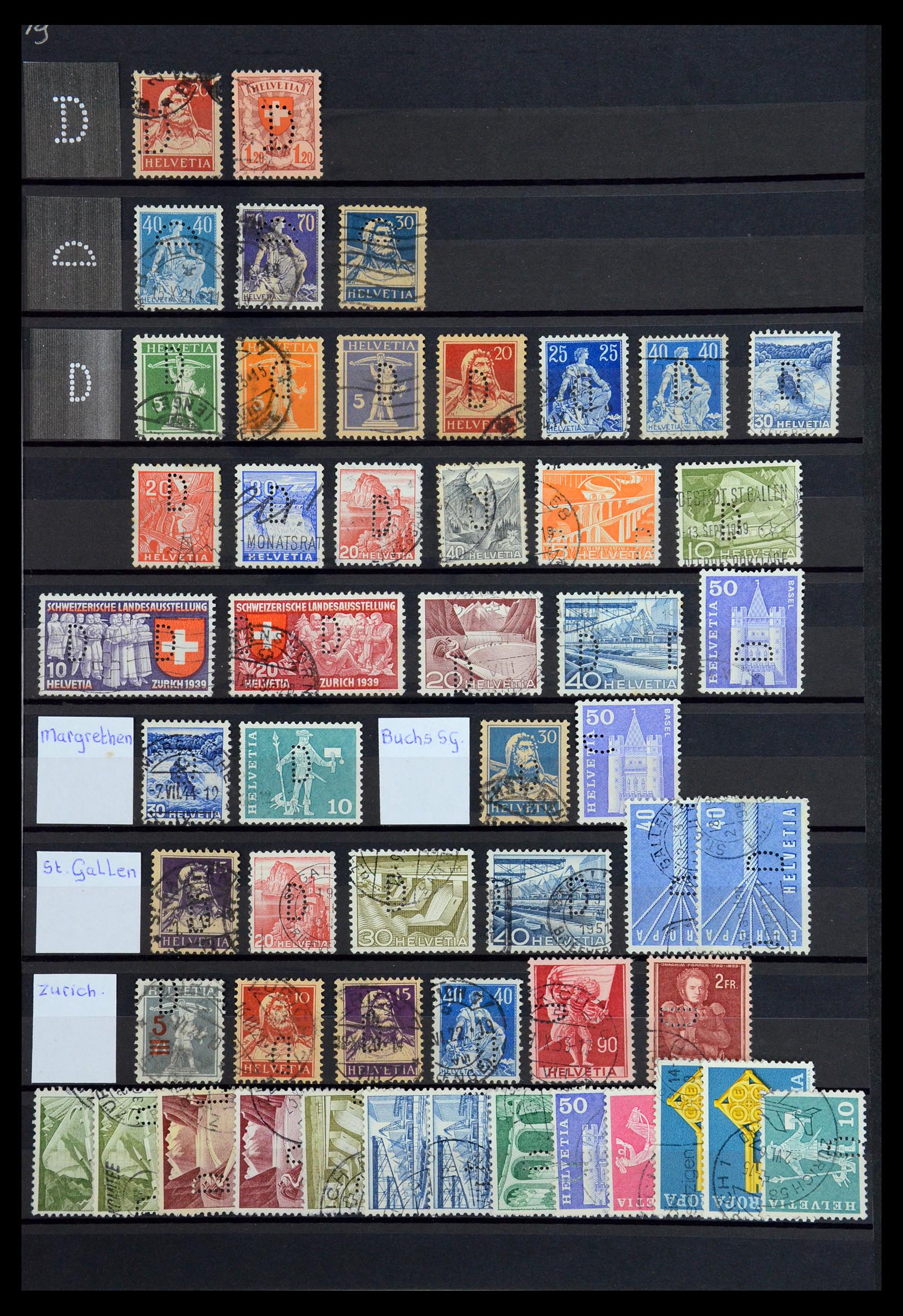 36372 013 - Stamp collection 36372 Switzerland perfins 1880-1960.
