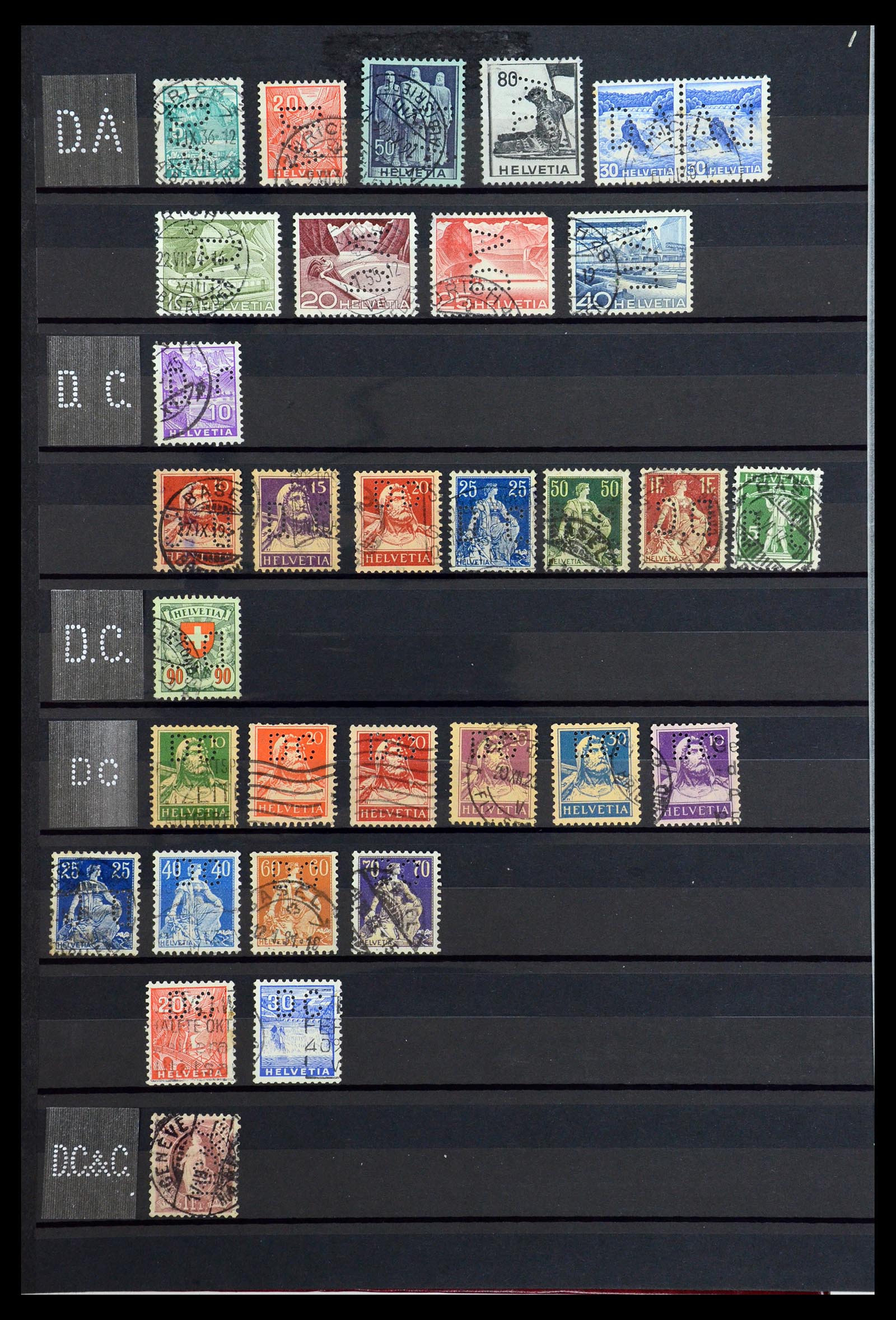36372 014 - Stamp collection 36372 Switzerland perfins 1880-1960.