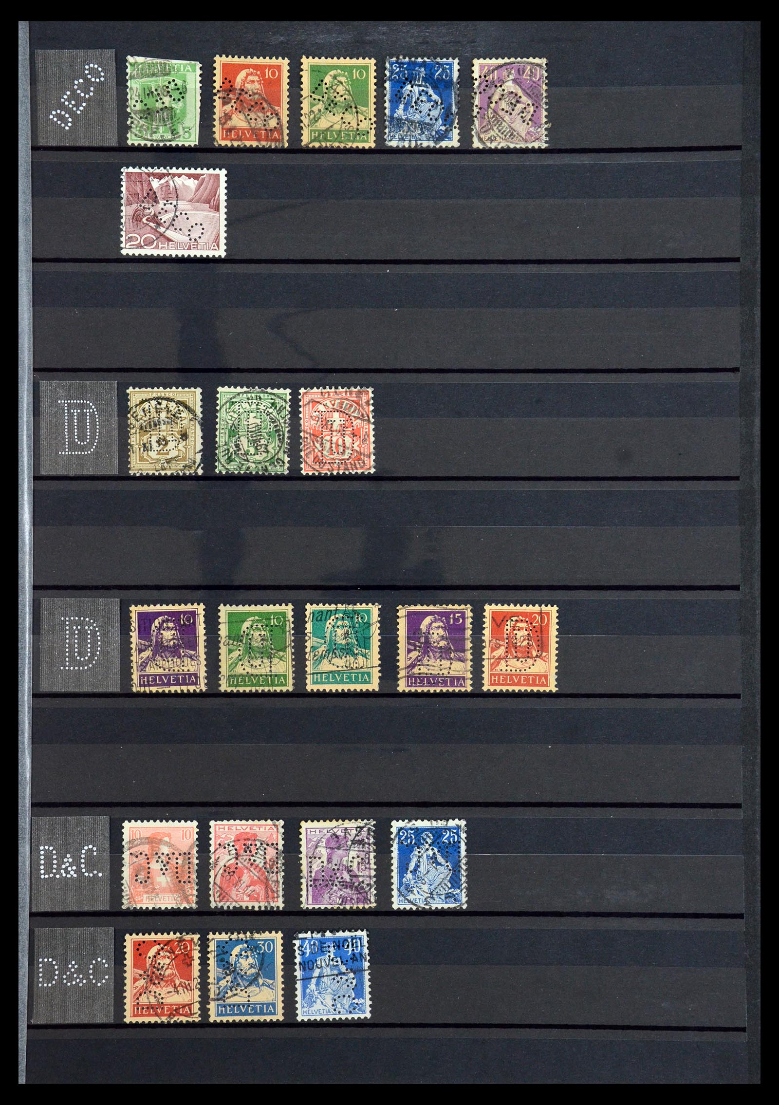36372 015 - Stamp collection 36372 Switzerland perfins 1880-1960.