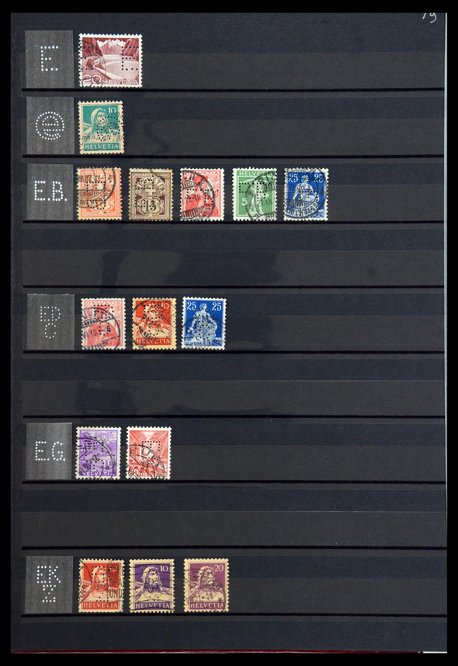 36372 016 - Stamp collection 36372 Switzerland perfins 1880-1960.