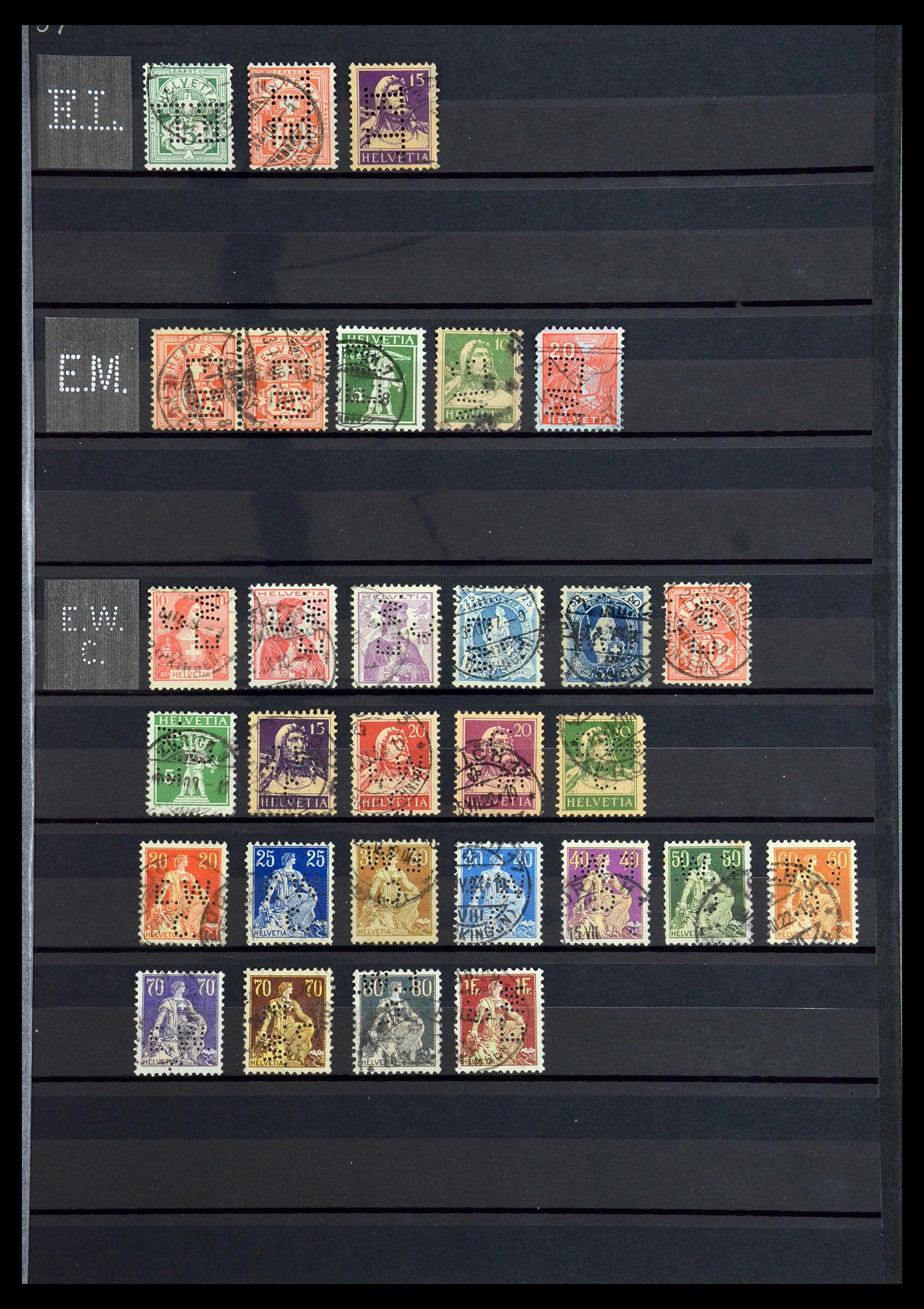 36372 017 - Stamp collection 36372 Switzerland perfins 1880-1960.