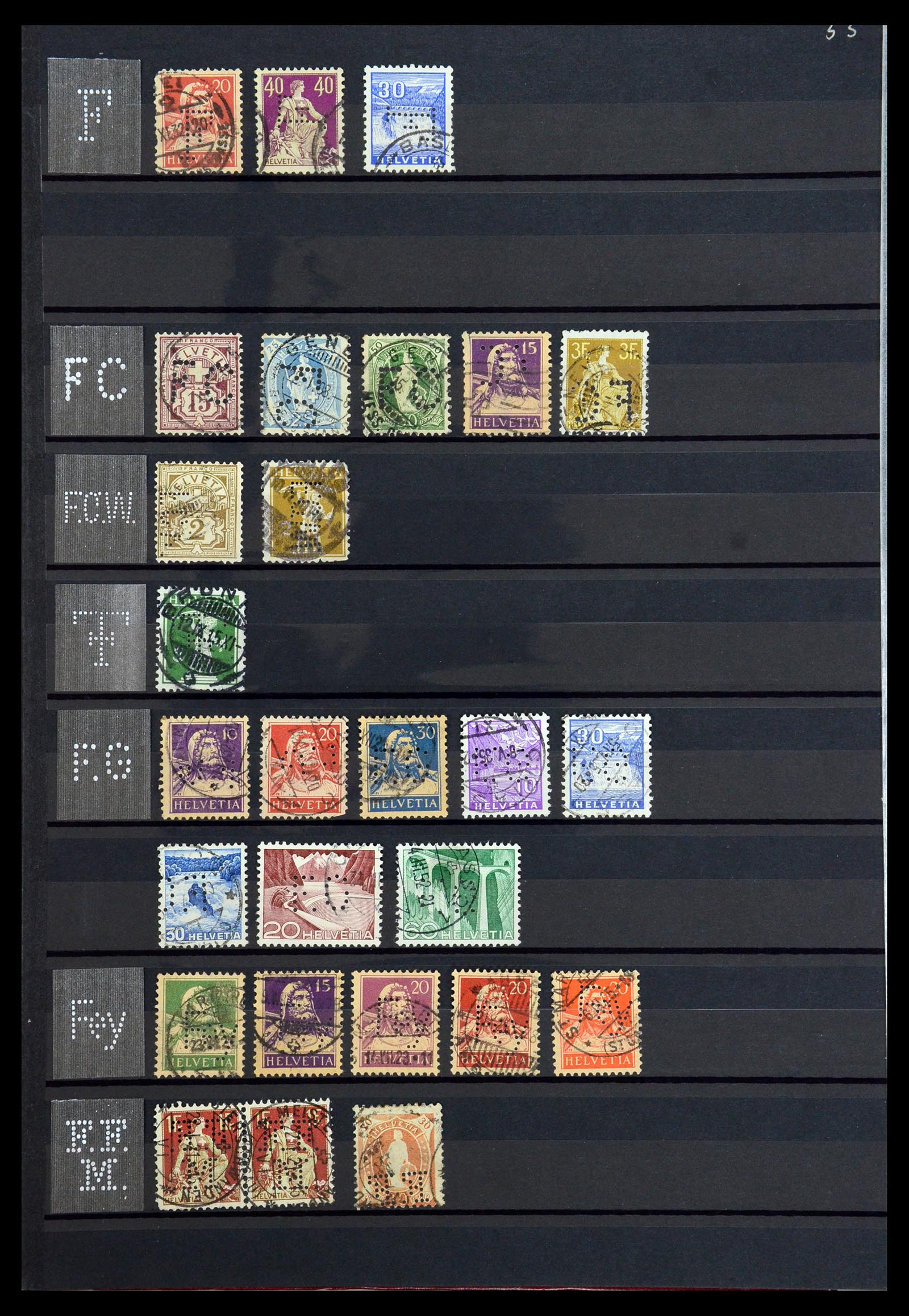 36372 018 - Stamp collection 36372 Switzerland perfins 1880-1960.