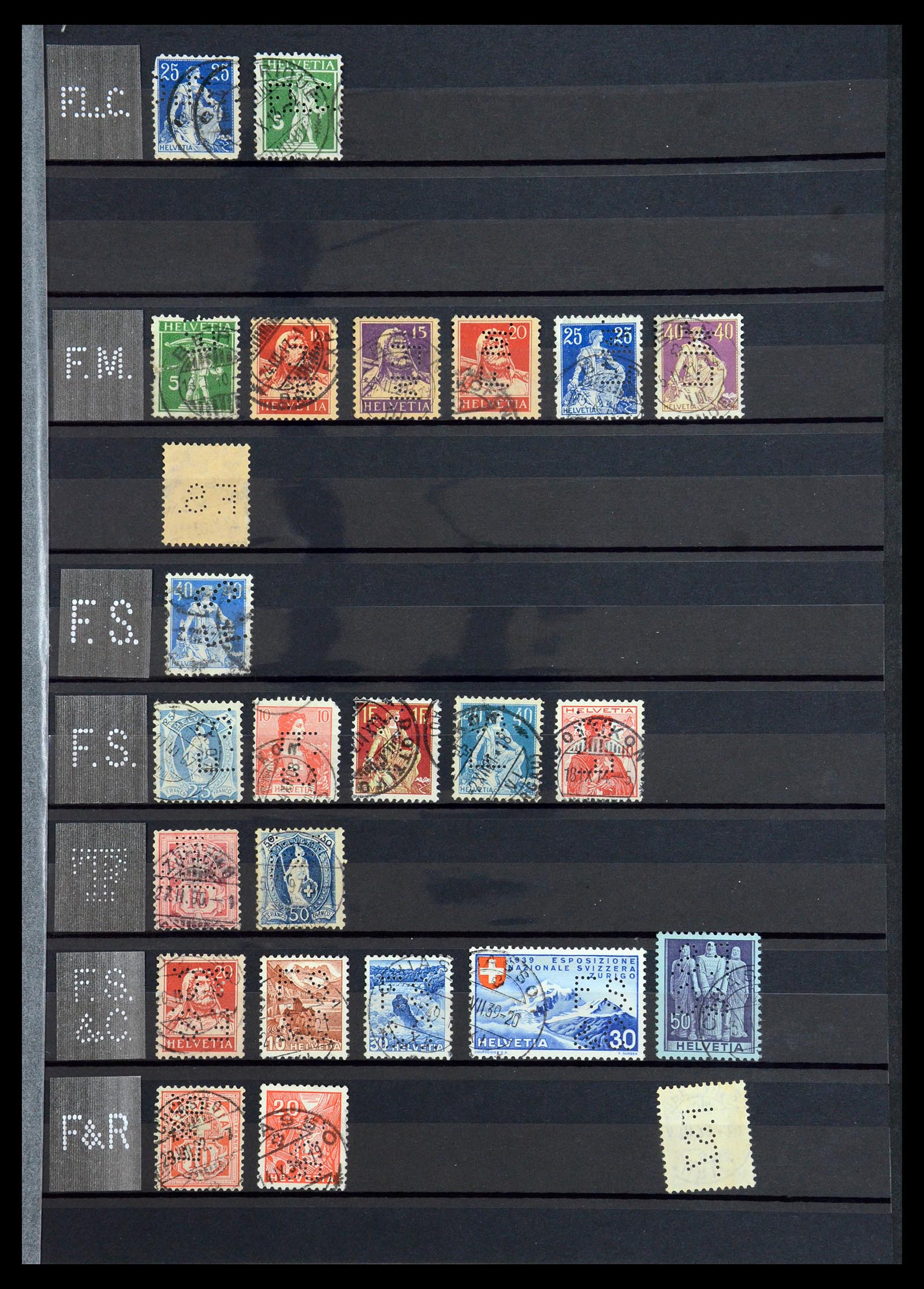 36372 019 - Stamp collection 36372 Switzerland perfins 1880-1960.