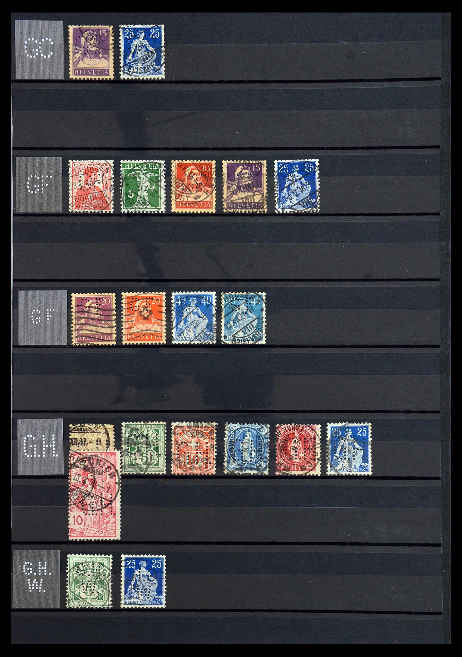 36372 021 - Postzegelverzameling 36372 Zwitserland perfins 1880-1960.