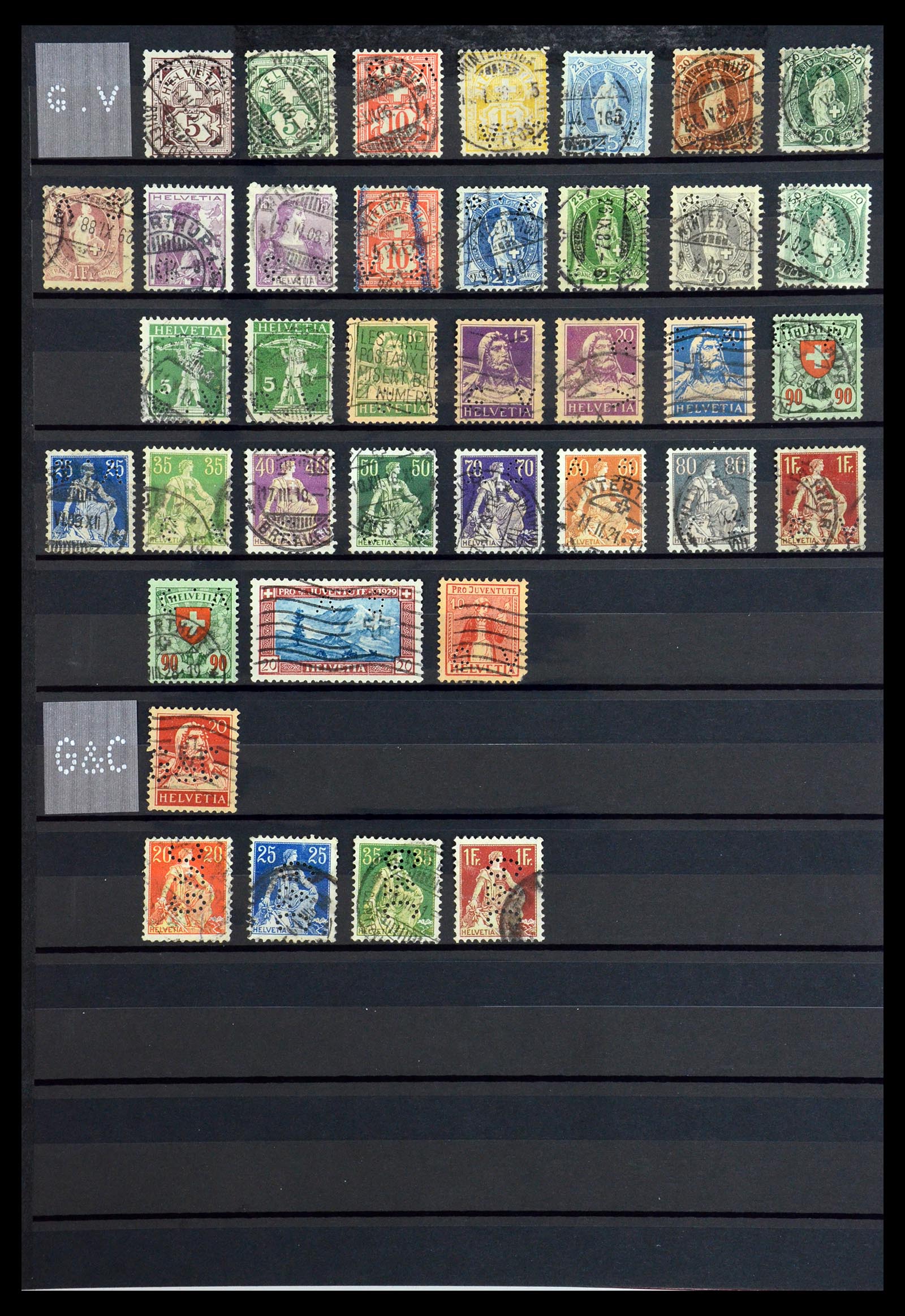 36372 024 - Postzegelverzameling 36372 Zwitserland perfins 1880-1960.