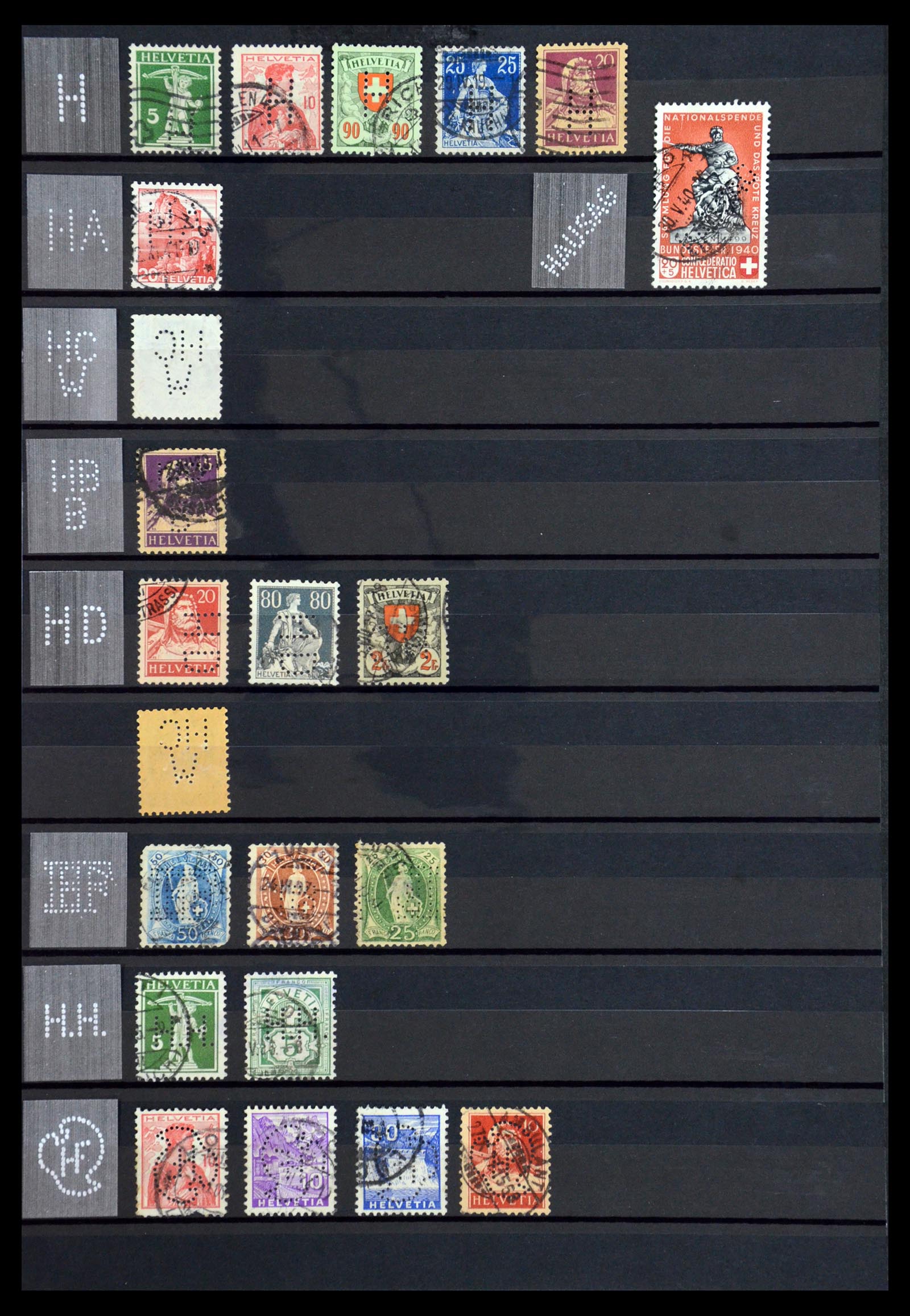 36372 025 - Postzegelverzameling 36372 Zwitserland perfins 1880-1960.