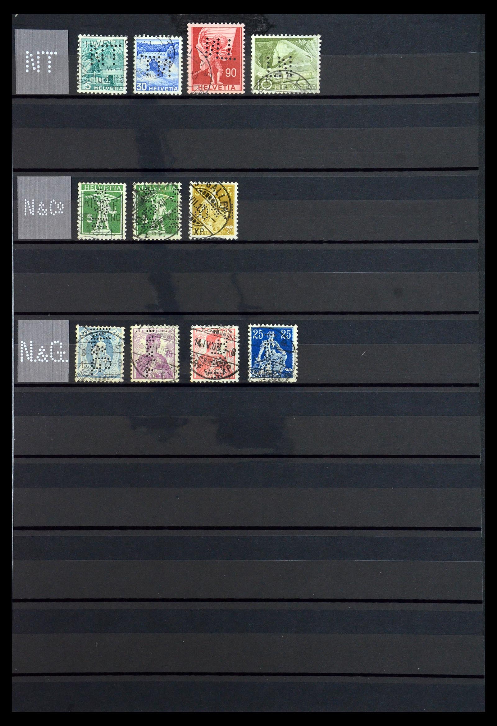 36372 035 - Postzegelverzameling 36372 Zwitserland perfins 1880-1960.