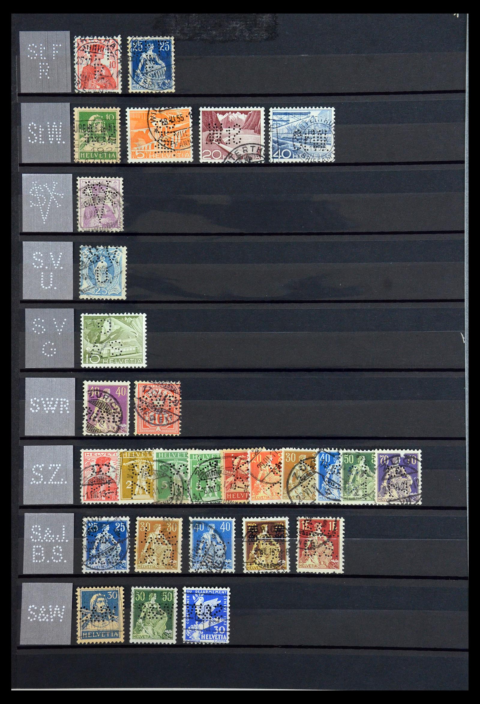 36372 047 - Postzegelverzameling 36372 Zwitserland perfins 1880-1960.