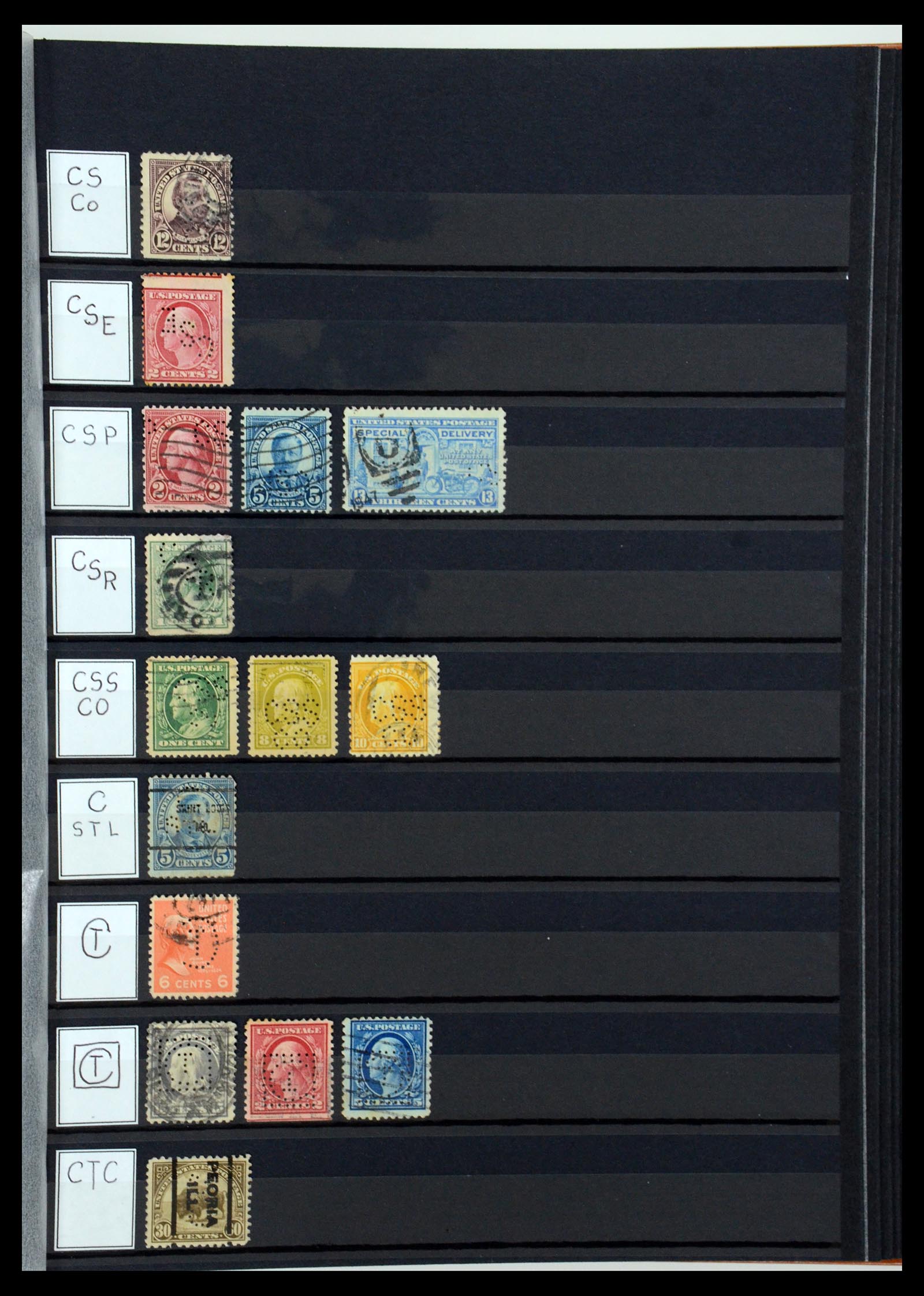 36388 033 - Postzegelverzameling 36388 USA perfins.