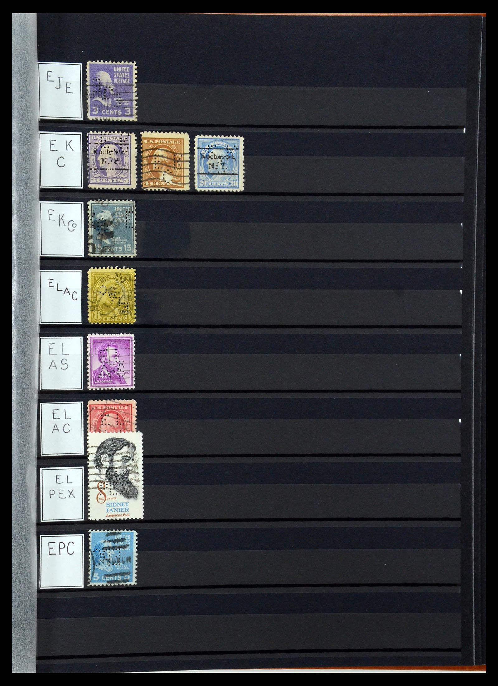 36388 041 - Postzegelverzameling 36388 USA perfins.