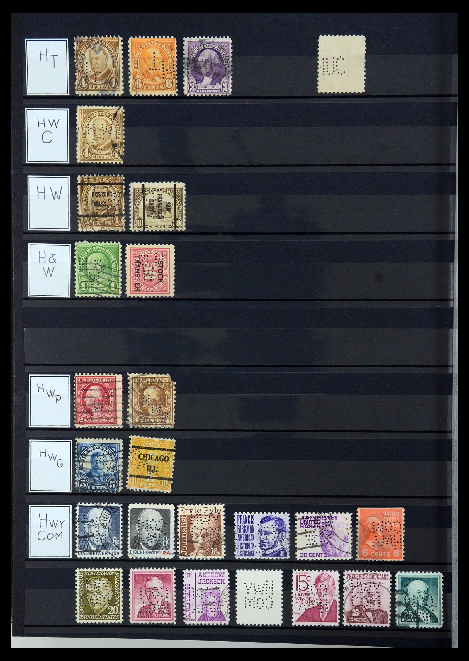 36388 066 - Postzegelverzameling 36388 USA perfins.