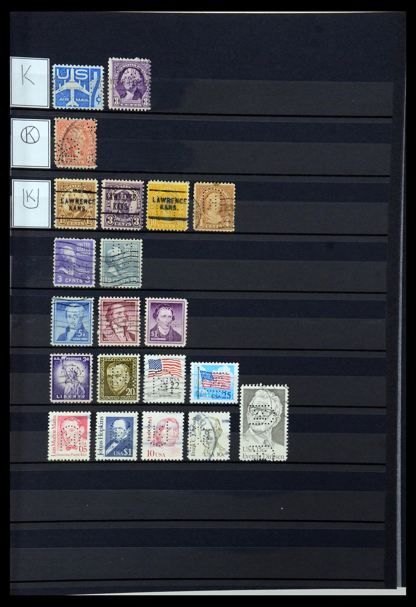 36388 075 - Postzegelverzameling 36388 USA perfins.
