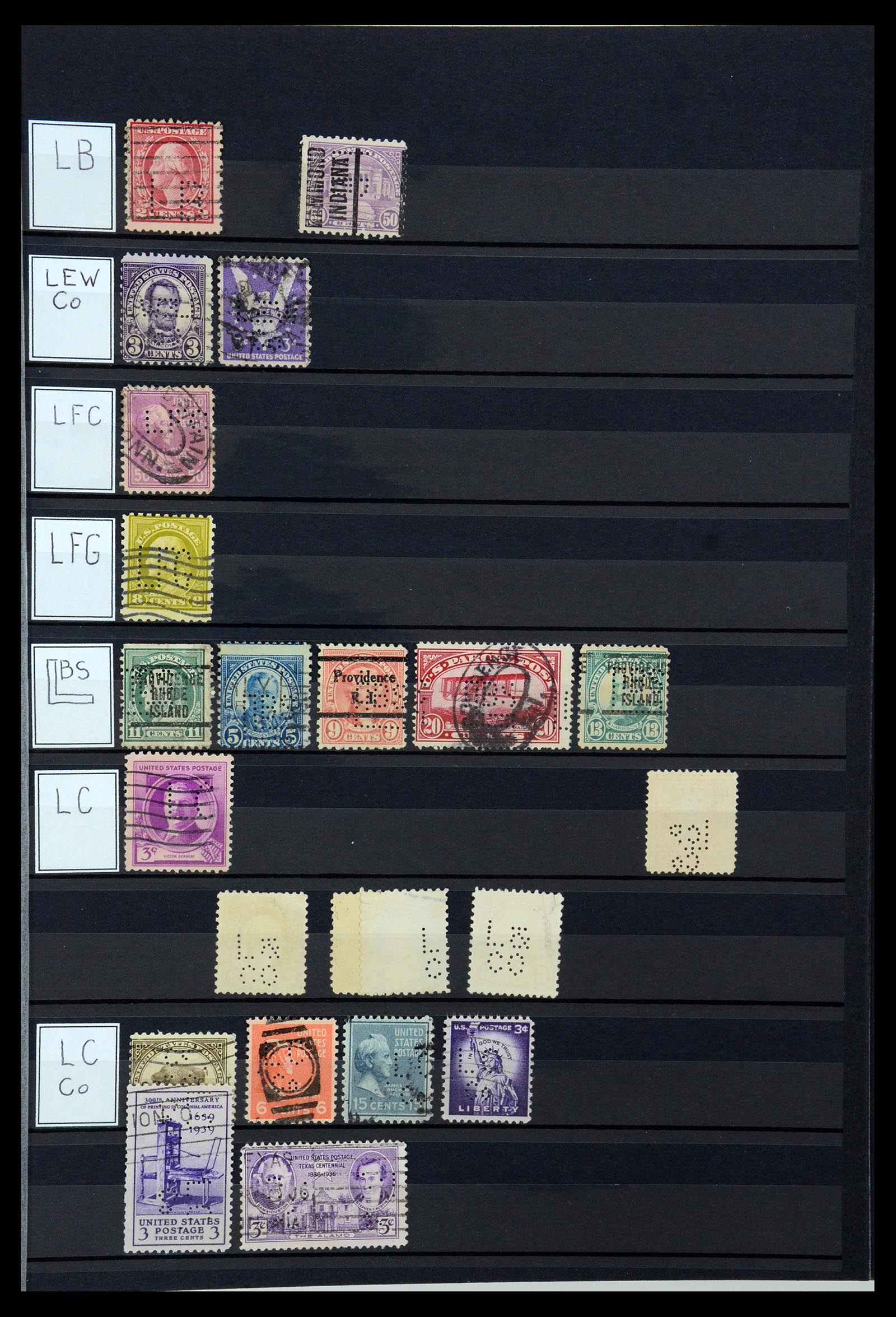 36388 079 - Postzegelverzameling 36388 USA perfins.