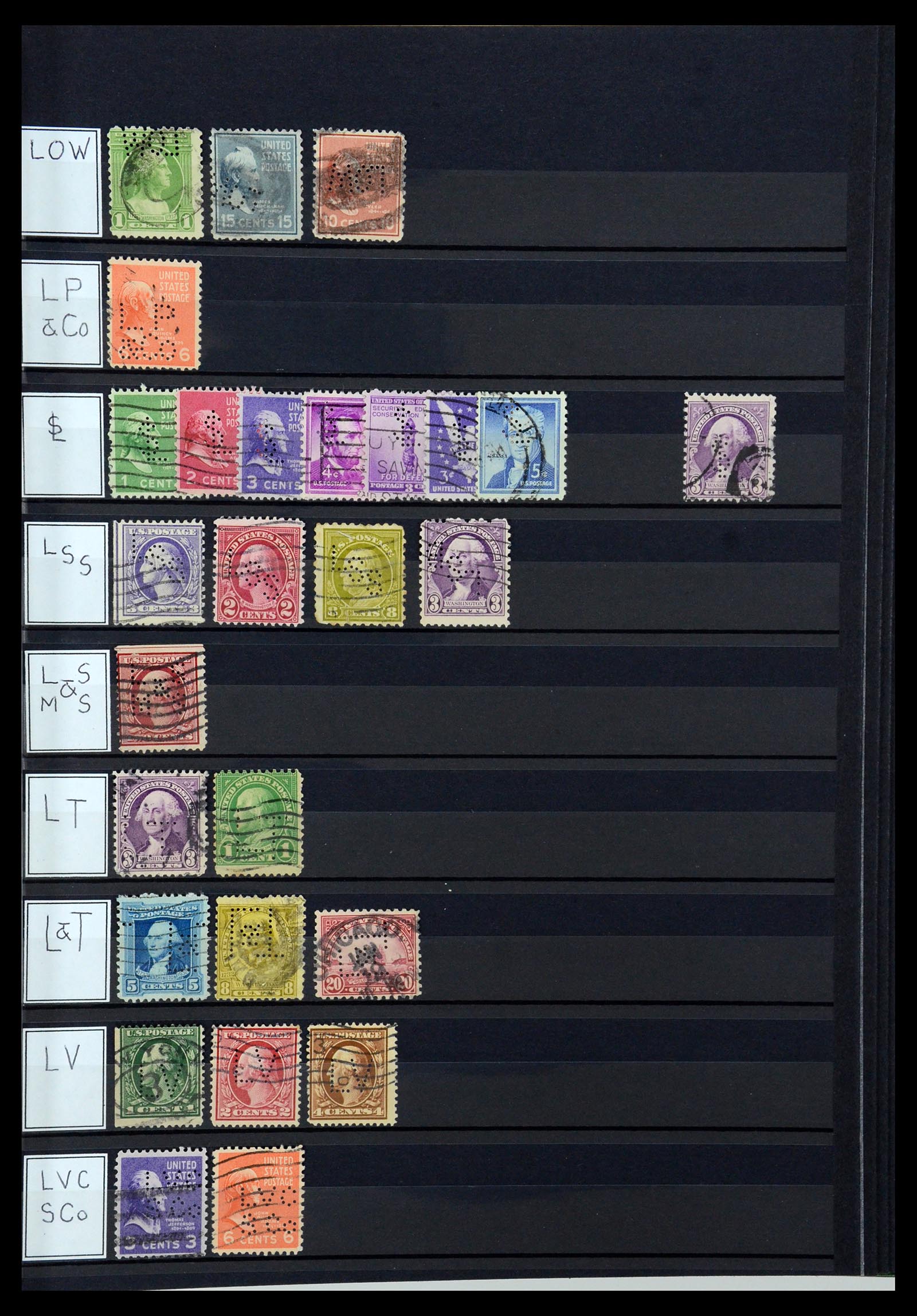 36388 081 - Postzegelverzameling 36388 USA perfins.