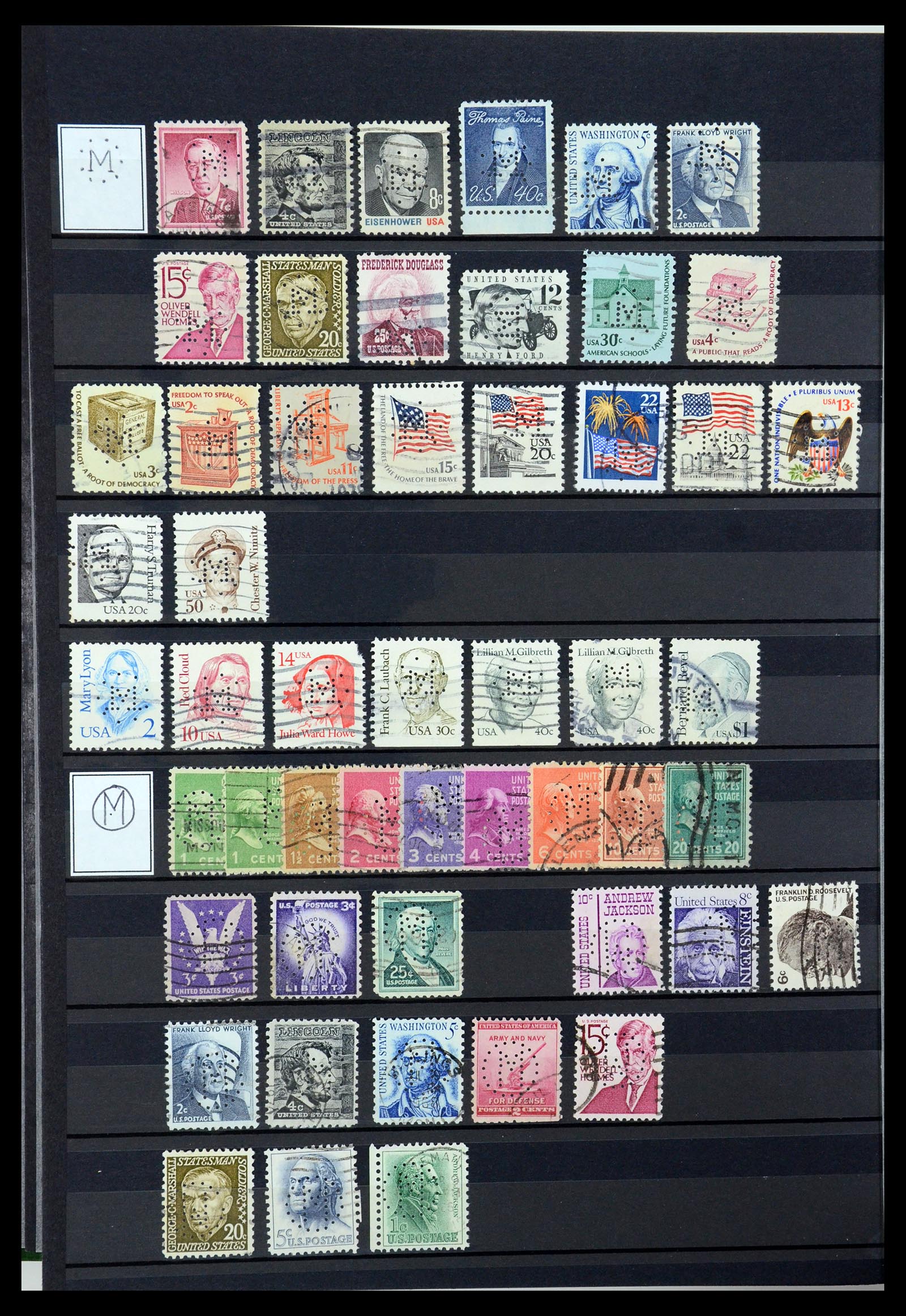 36388 084 - Postzegelverzameling 36388 USA perfins.