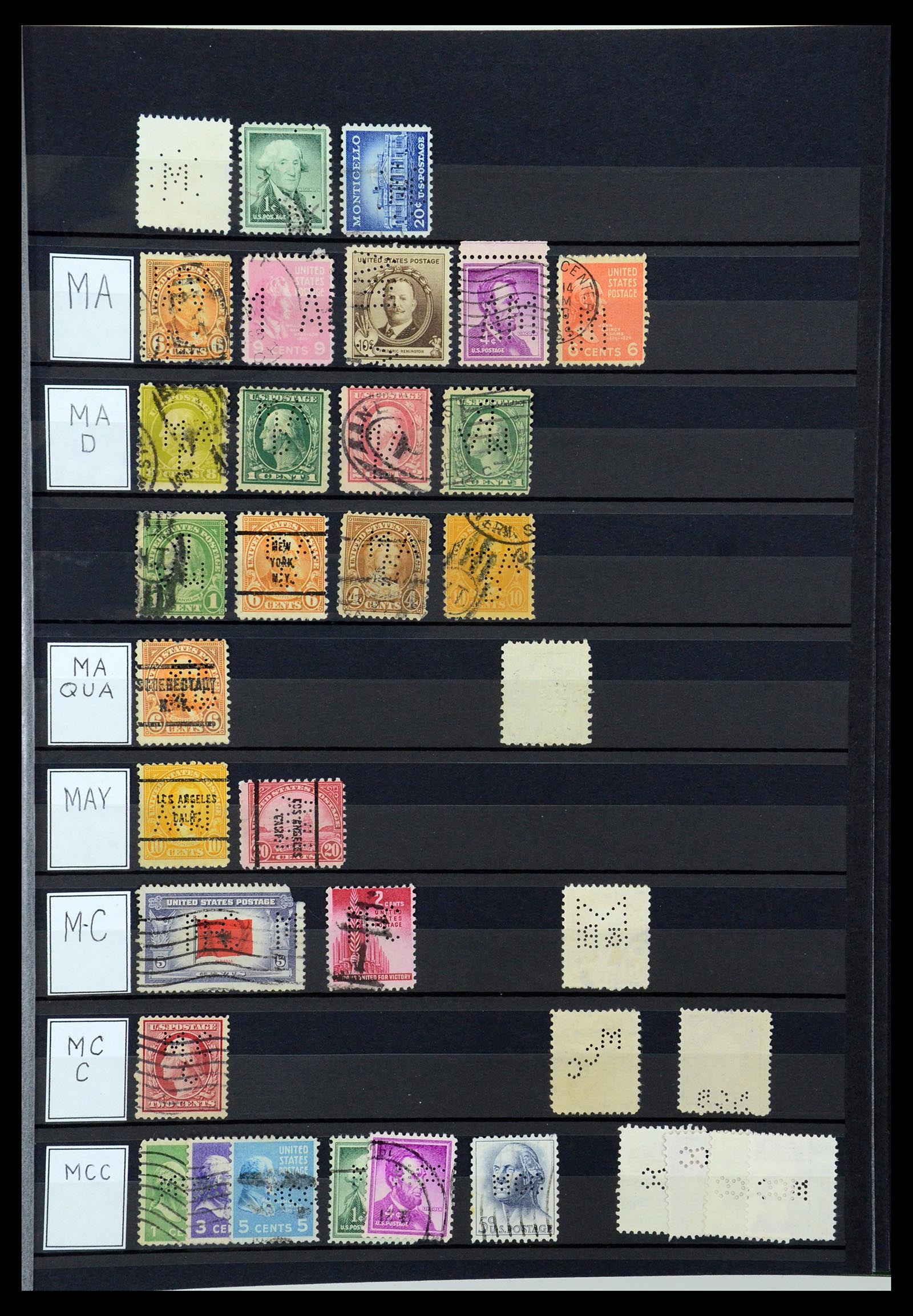36388 085 - Postzegelverzameling 36388 USA perfins.