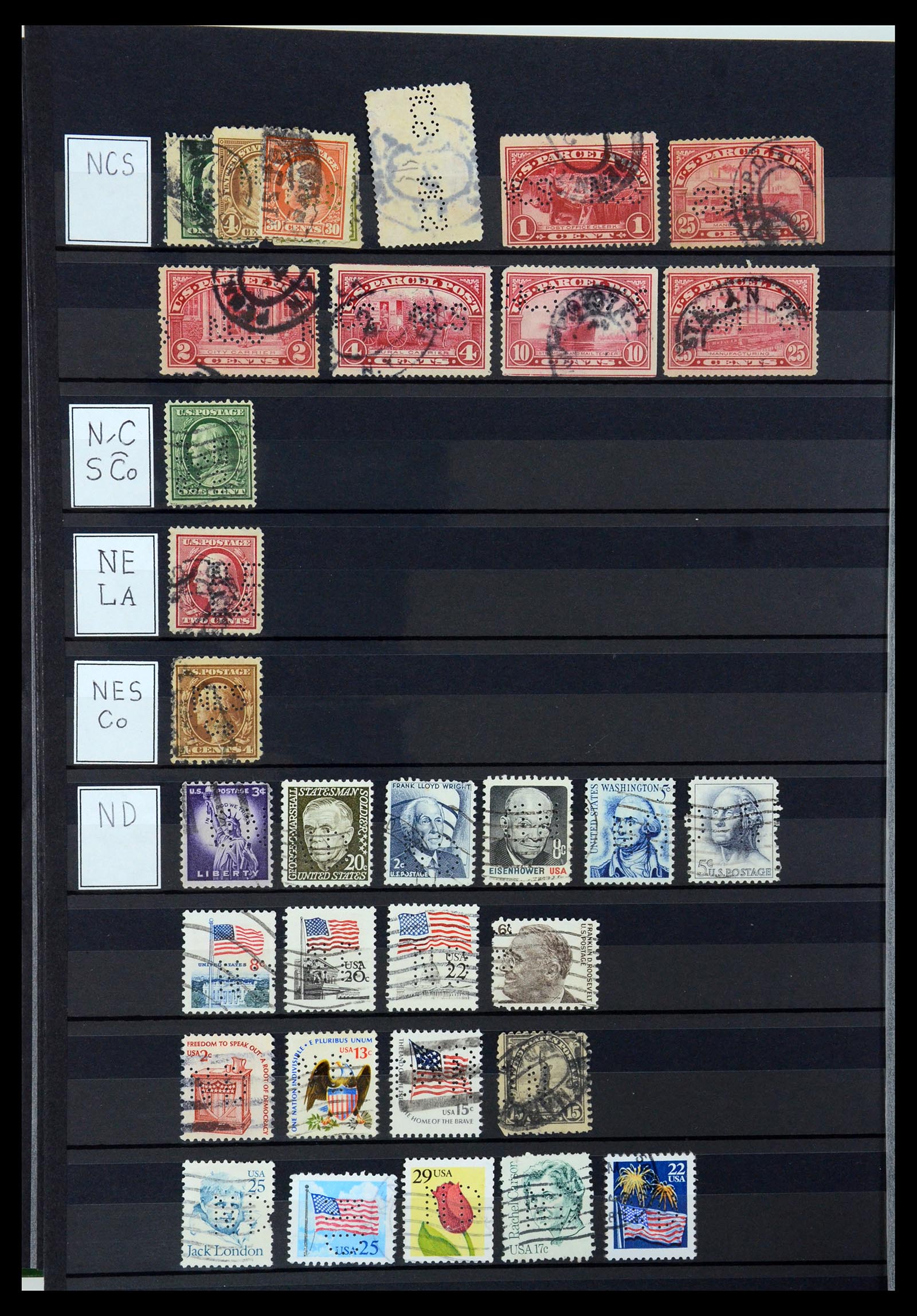 36388 096 - Postzegelverzameling 36388 USA perfins.