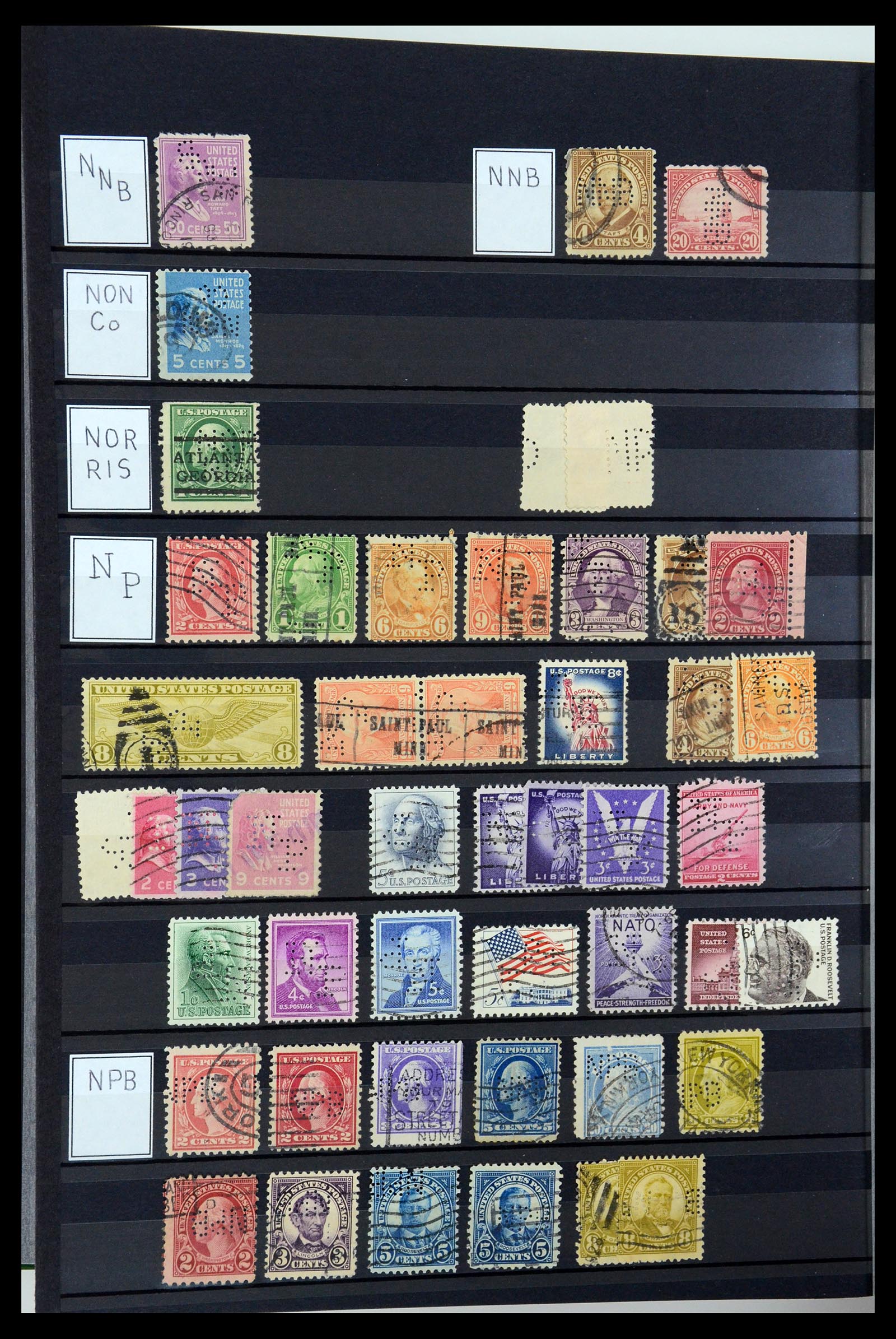 36388 100 - Stamp collection 36388 USA perfins.