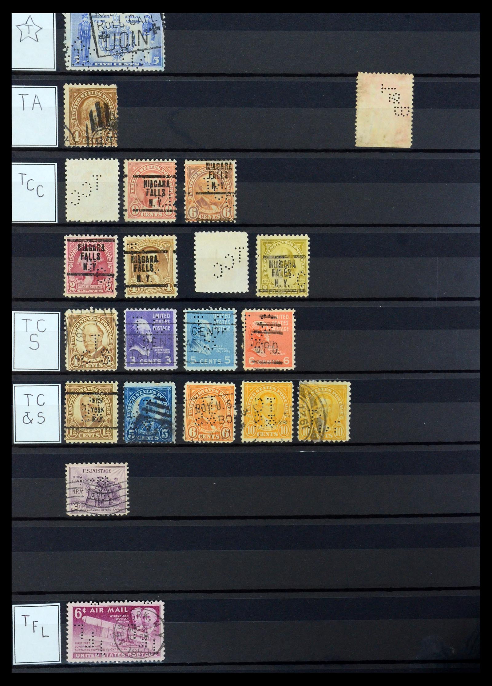 36388 136 - Stamp collection 36388 USA perfins.