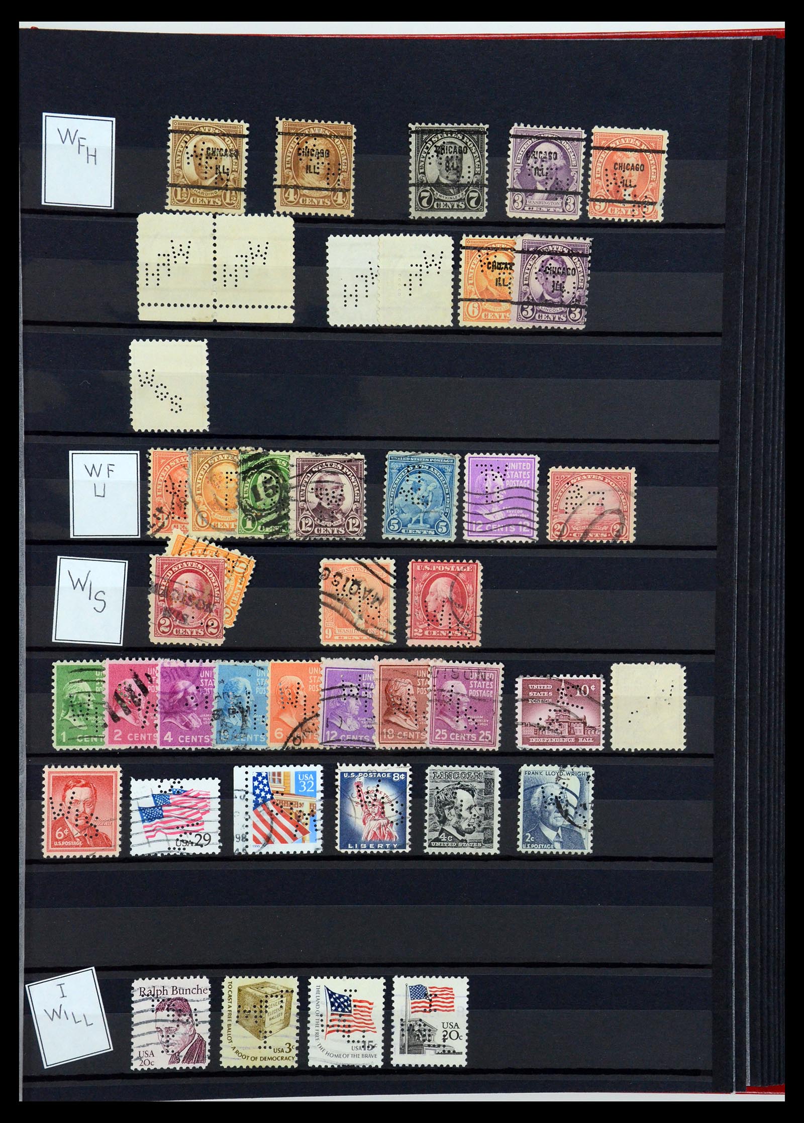 36388 156 - Stamp collection 36388 USA perfins.