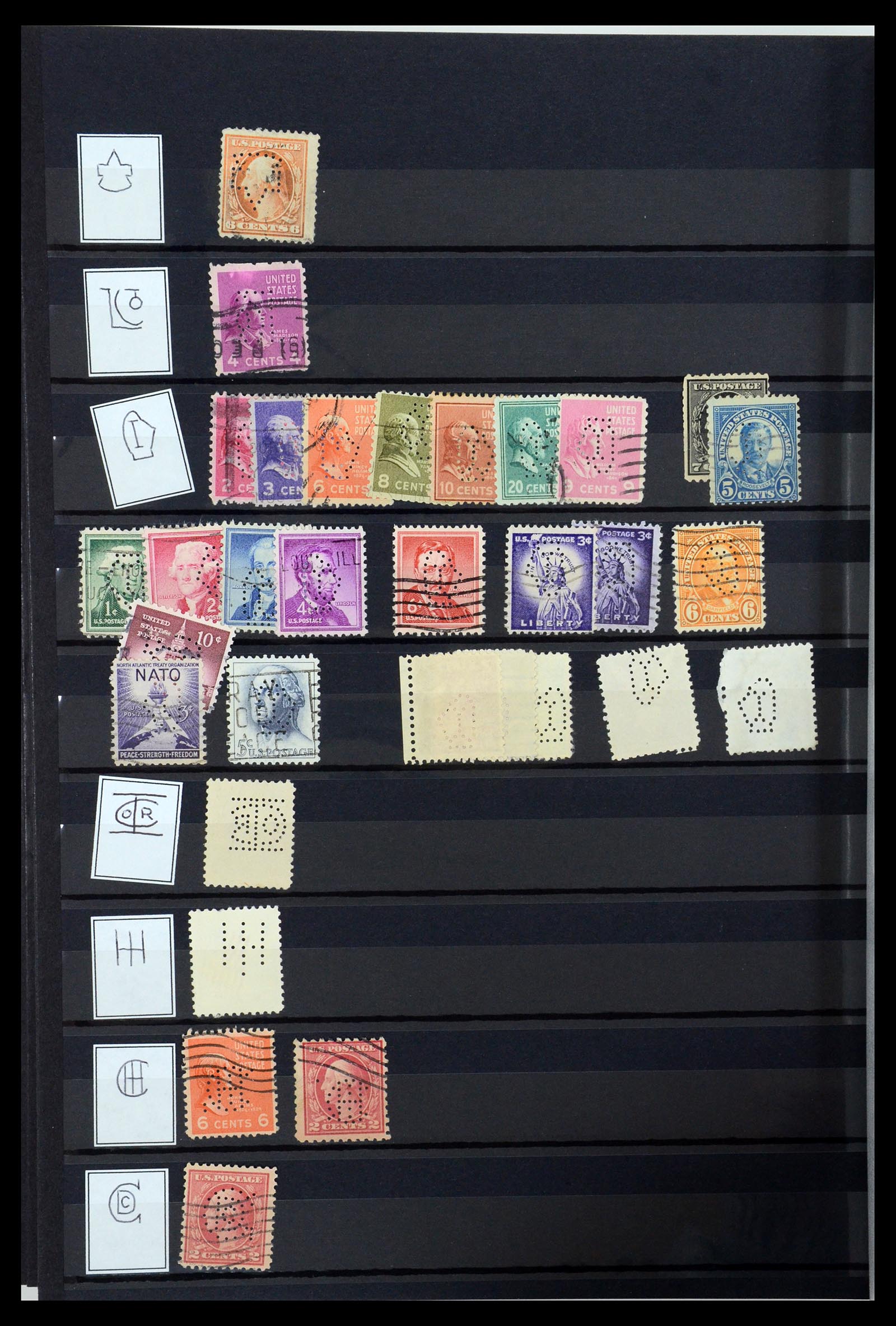 36388 165 - Postzegelverzameling 36388 USA perfins.