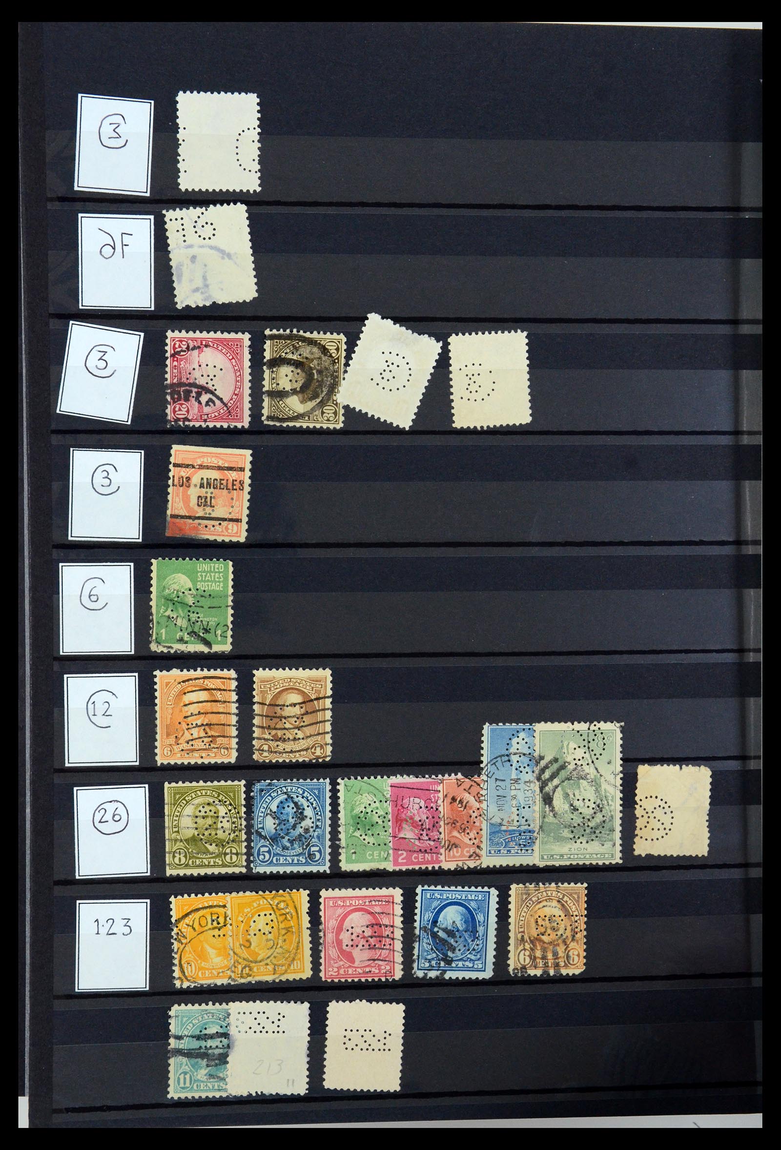 36388 166 - Postzegelverzameling 36388 USA perfins.