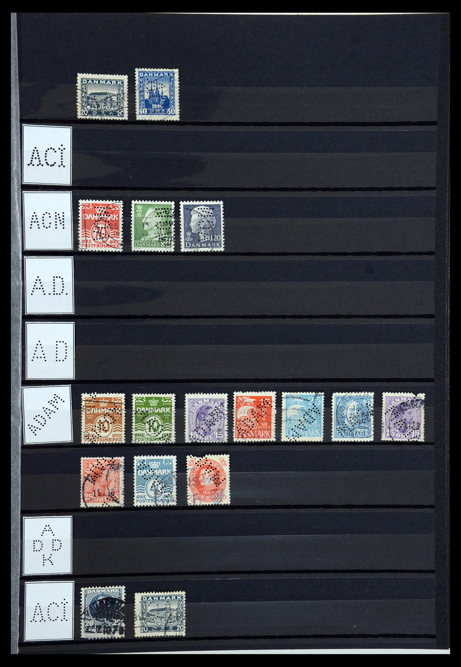 36396 003 - Postzegelverzameling 36396 Denemarken perfins.