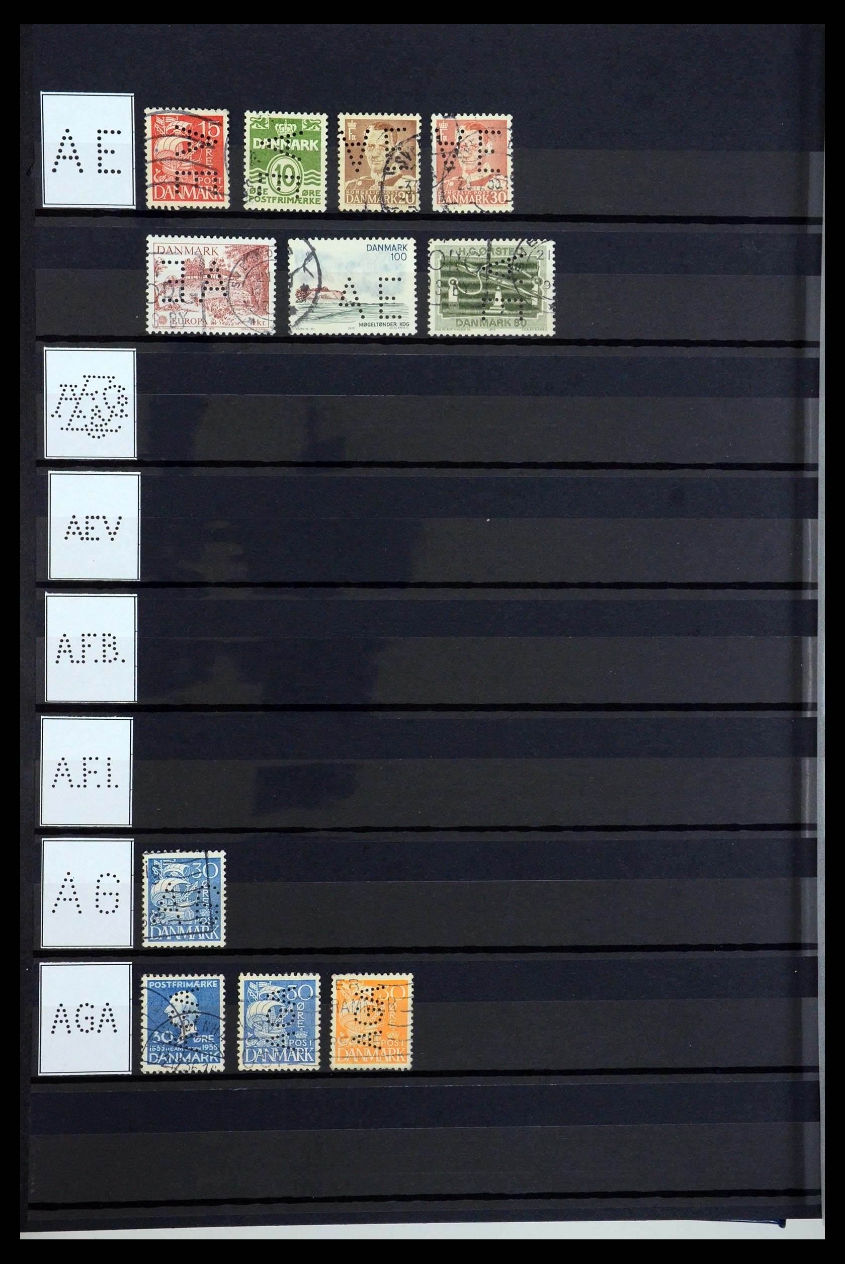 36396 004 - Stamp collection 36396 Denmark perfins.