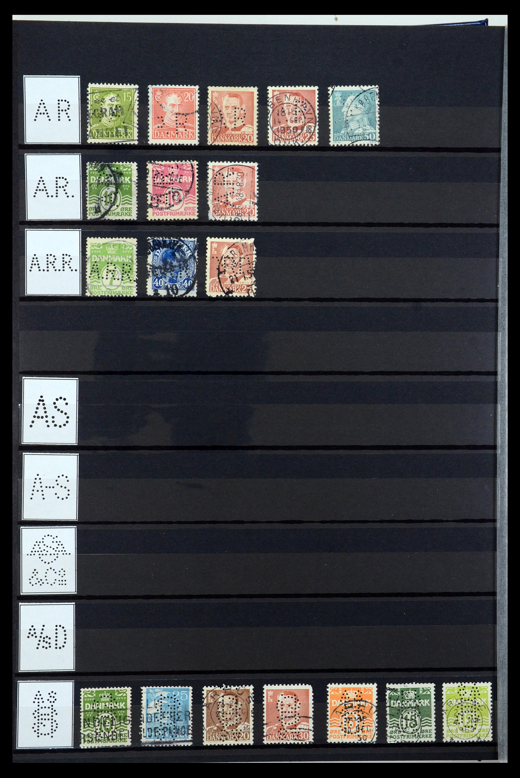 36396 010 - Postzegelverzameling 36396 Denemarken perfins.