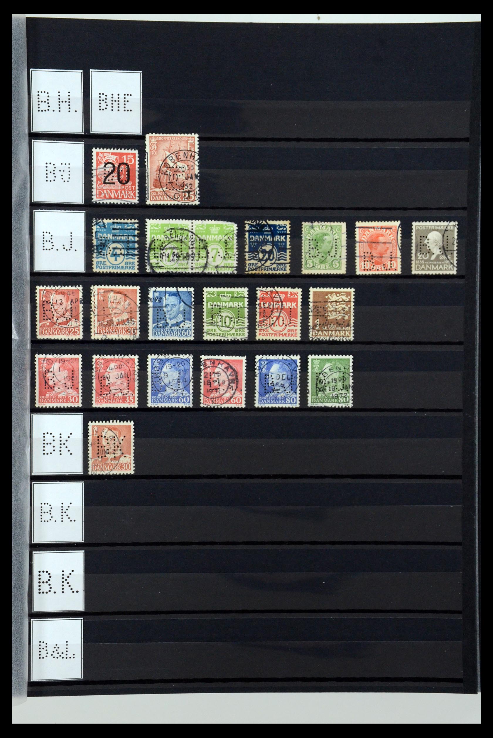 36396 017 - Stamp collection 36396 Denmark perfins.