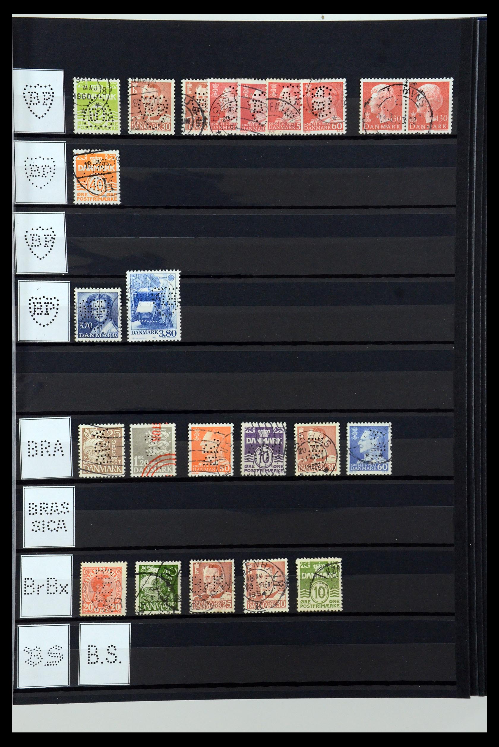 36396 019 - Postzegelverzameling 36396 Denemarken perfins.