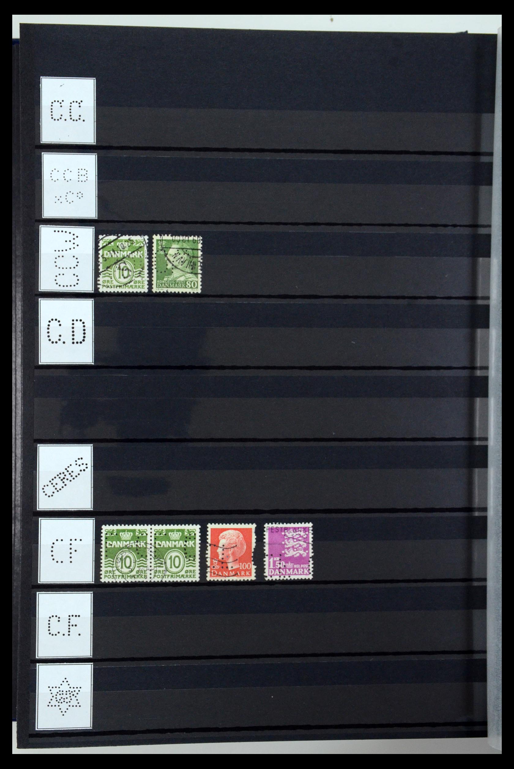 36396 024 - Postzegelverzameling 36396 Denemarken perfins.