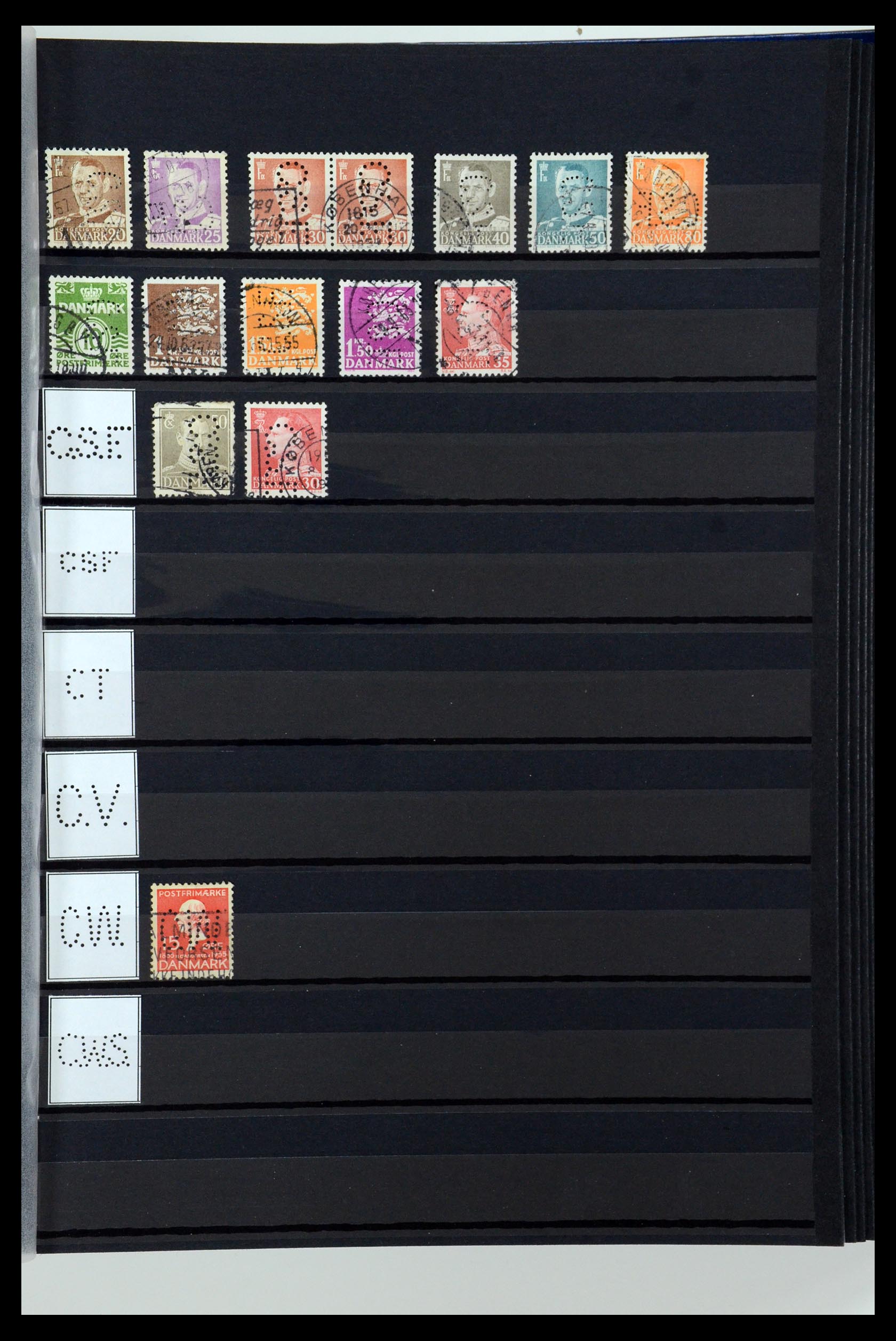 36396 031 - Postzegelverzameling 36396 Denemarken perfins.