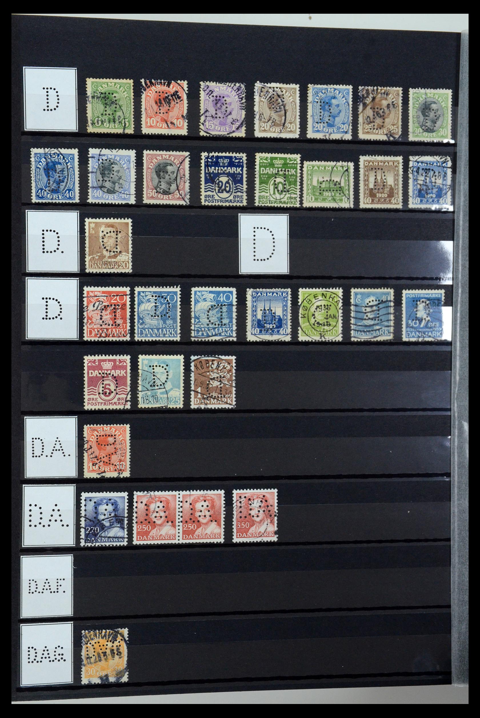 36396 032 - Postzegelverzameling 36396 Denemarken perfins.