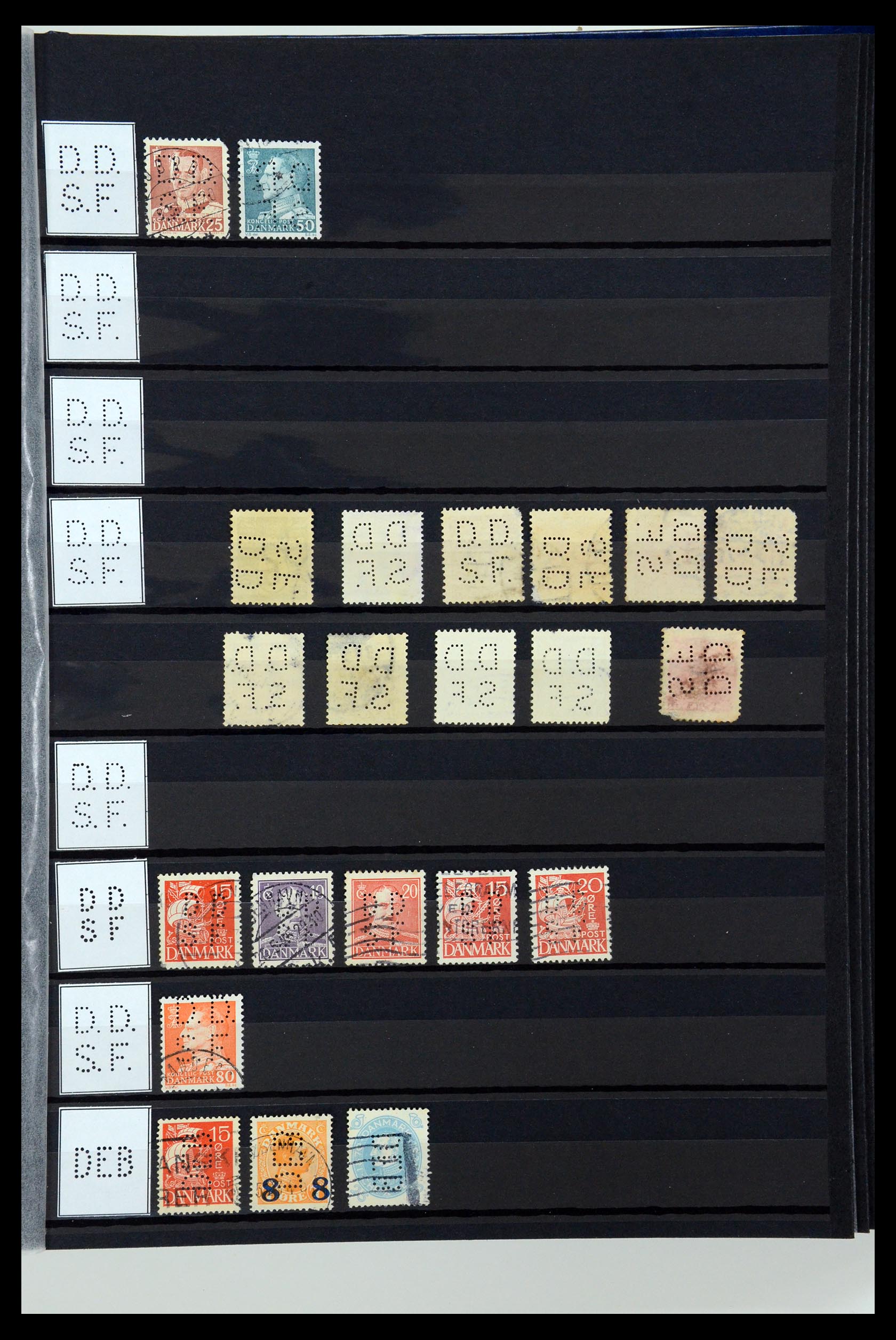 36396 035 - Stamp collection 36396 Denmark perfins.