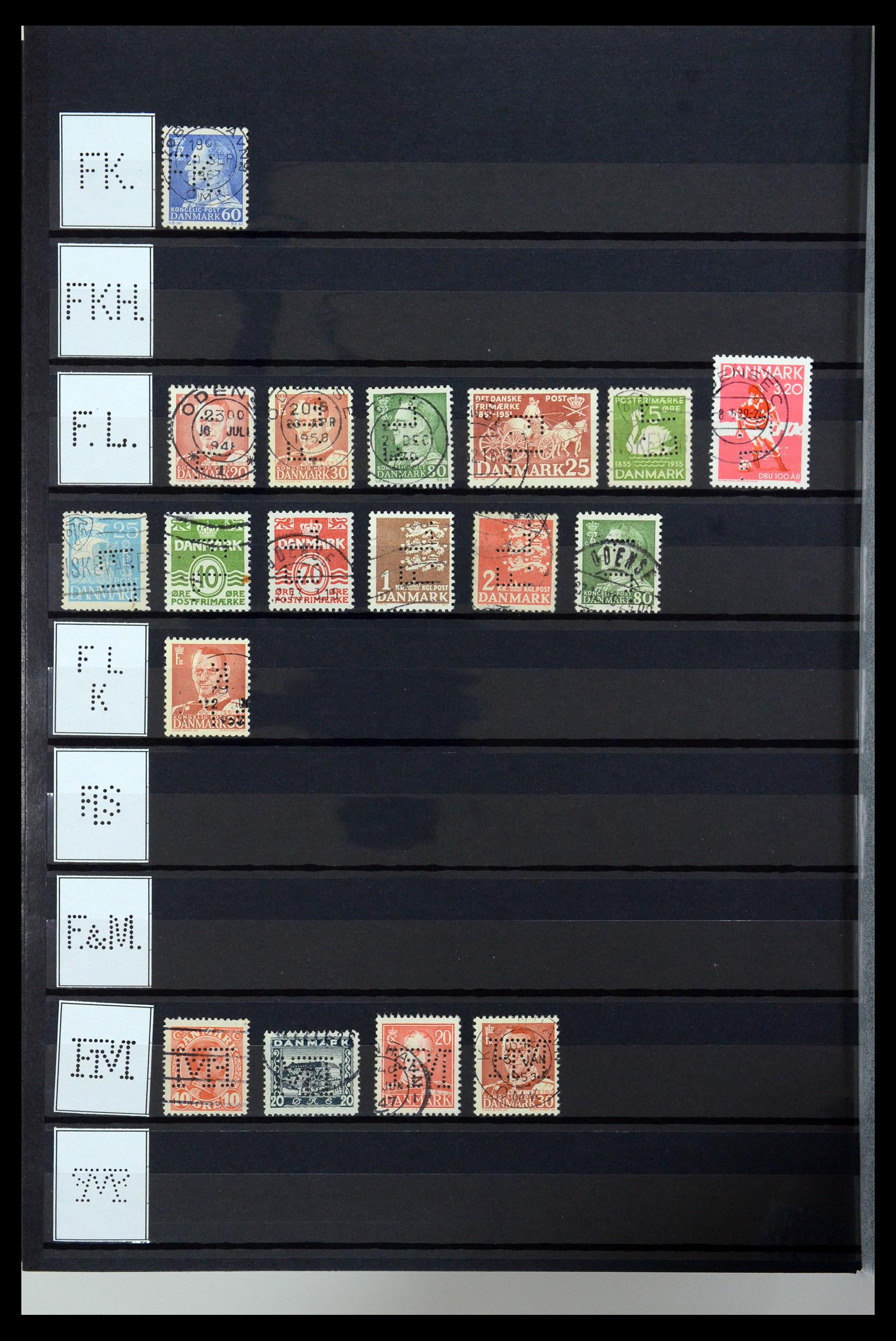 36396 053 - Postzegelverzameling 36396 Denemarken perfins.