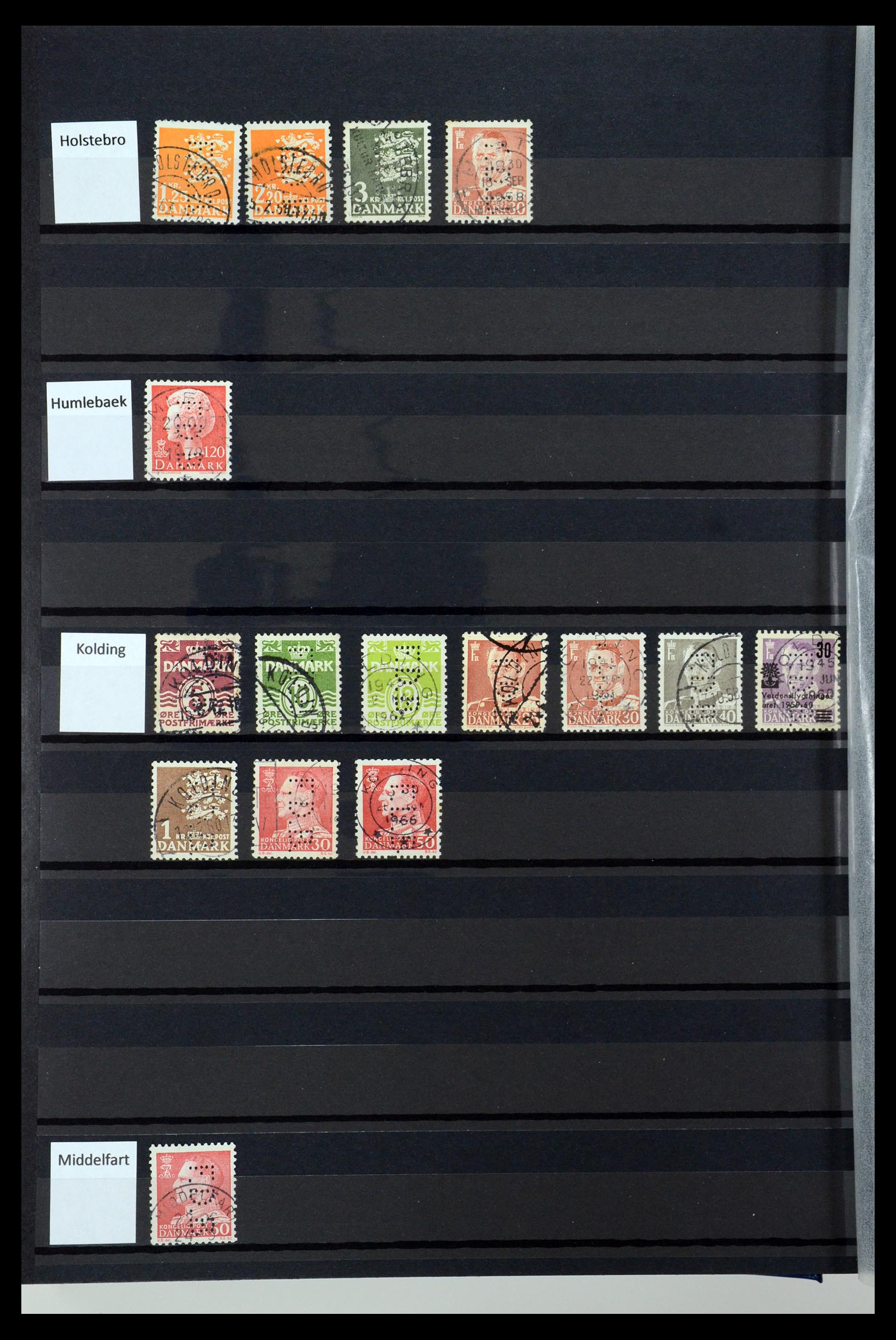 36396 070 - Stamp collection 36396 Denmark perfins.