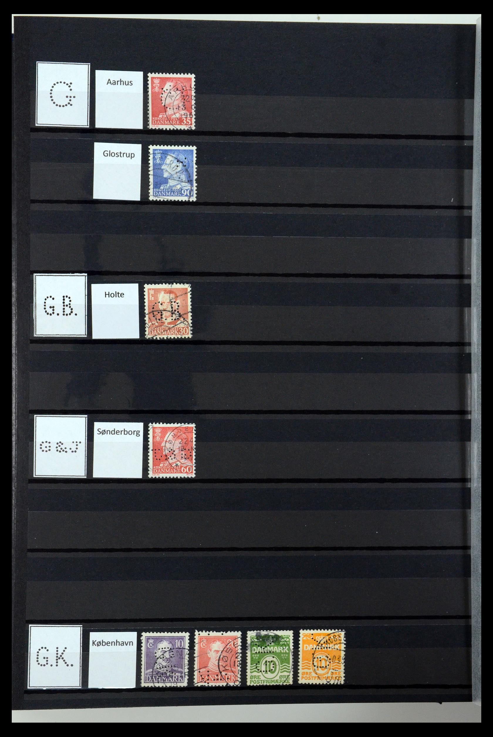 36396 078 - Postzegelverzameling 36396 Denemarken perfins.