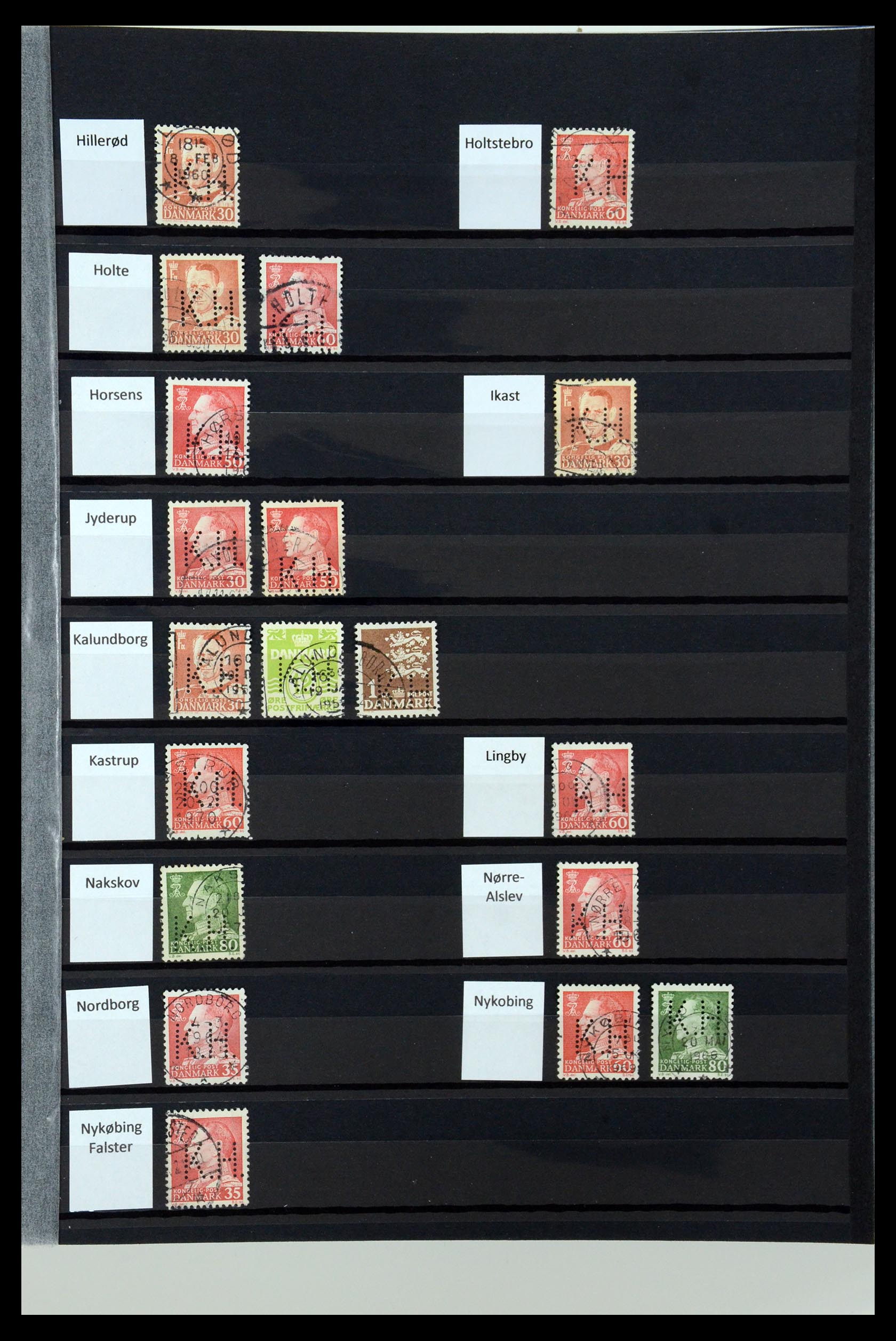 36396 084 - Postzegelverzameling 36396 Denemarken perfins.