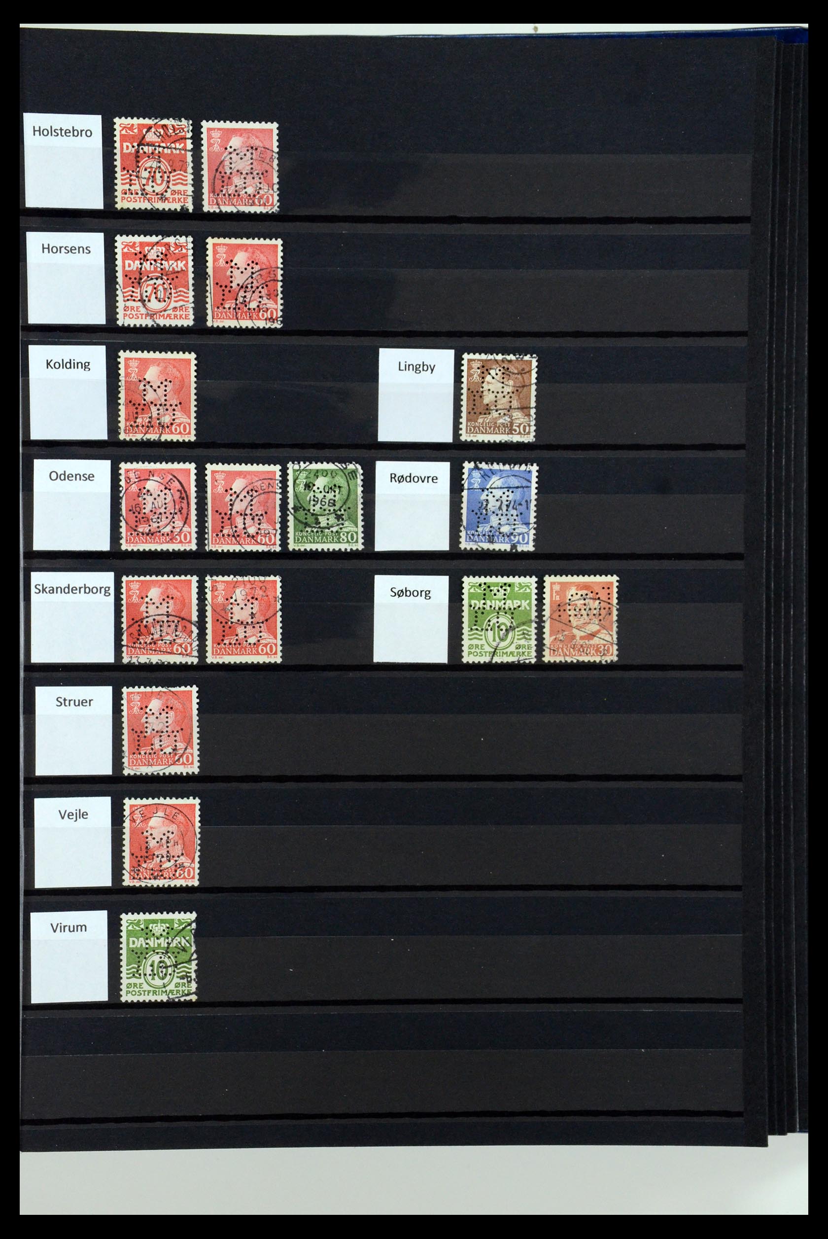 36396 096 - Postzegelverzameling 36396 Denemarken perfins.