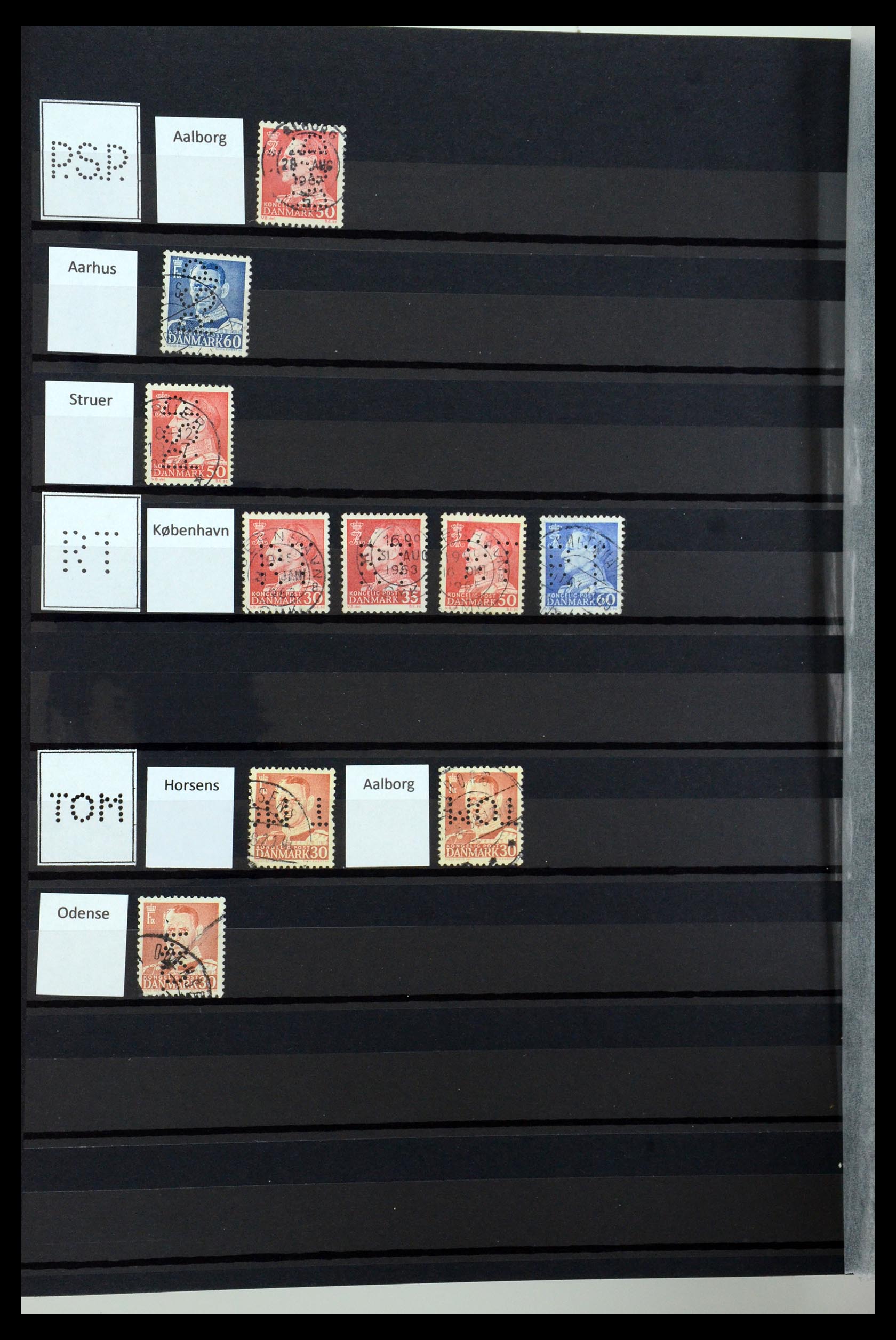 36396 103 - Stamp collection 36396 Denmark perfins.