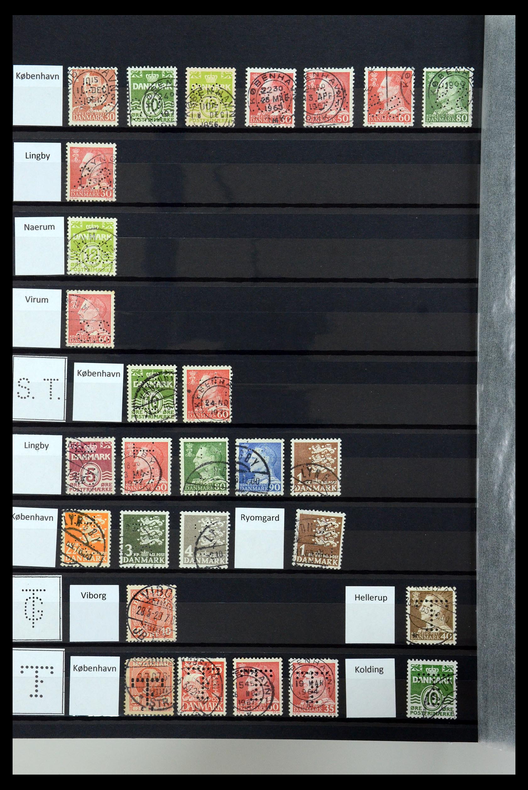 36396 105 - Stamp collection 36396 Denmark perfins.