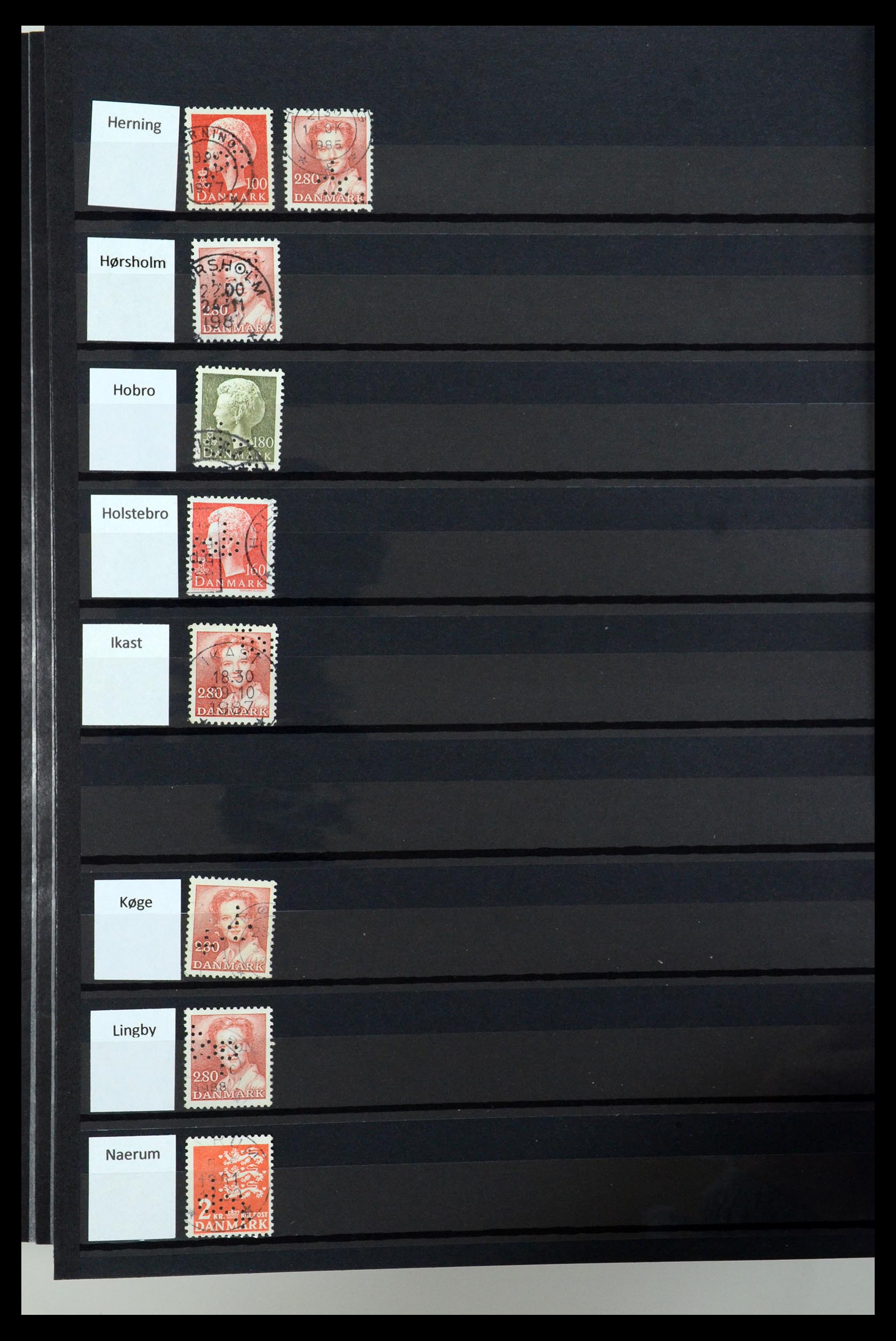 36396 107 - Stamp collection 36396 Denmark perfins.