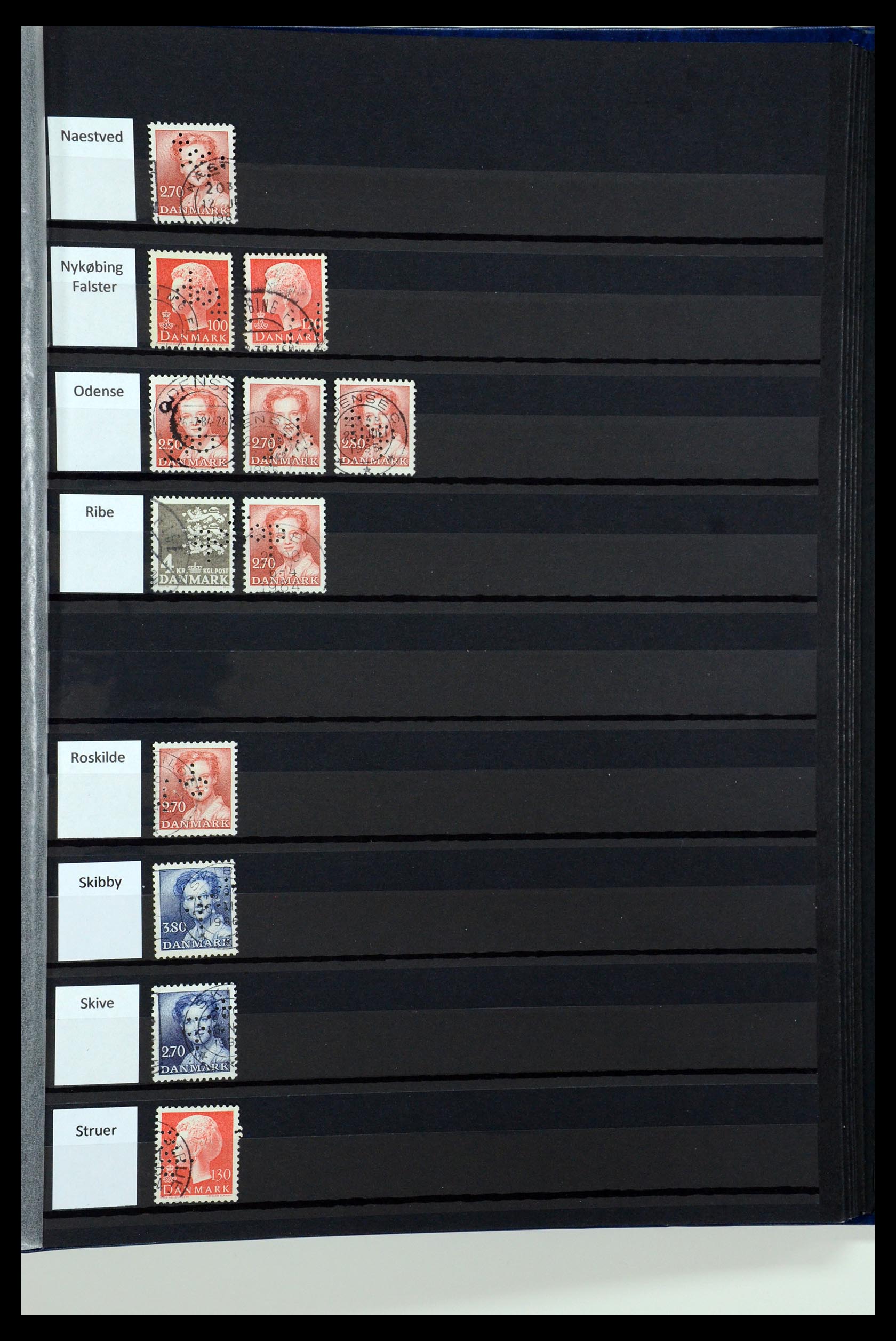 36396 108 - Stamp collection 36396 Denmark perfins.