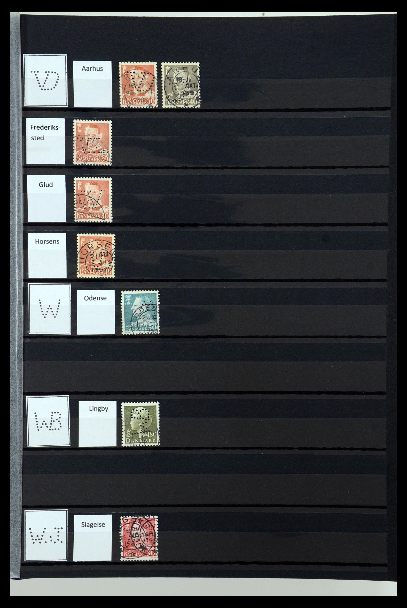 36396 110 - Stamp collection 36396 Denmark perfins.