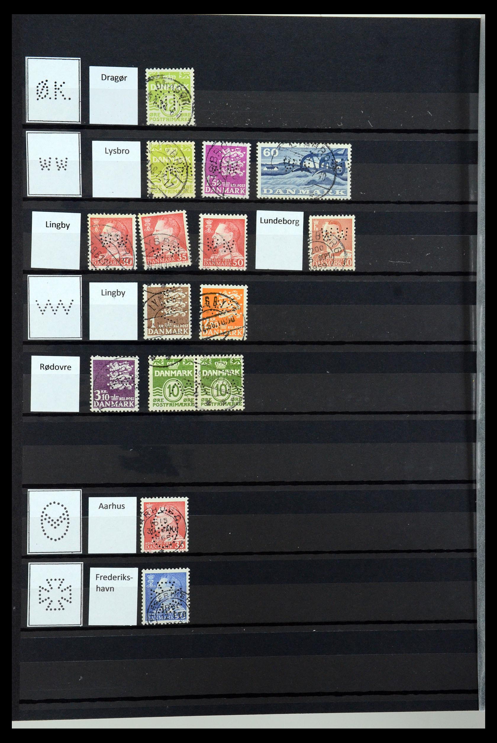 36396 111 - Stamp collection 36396 Denmark perfins.