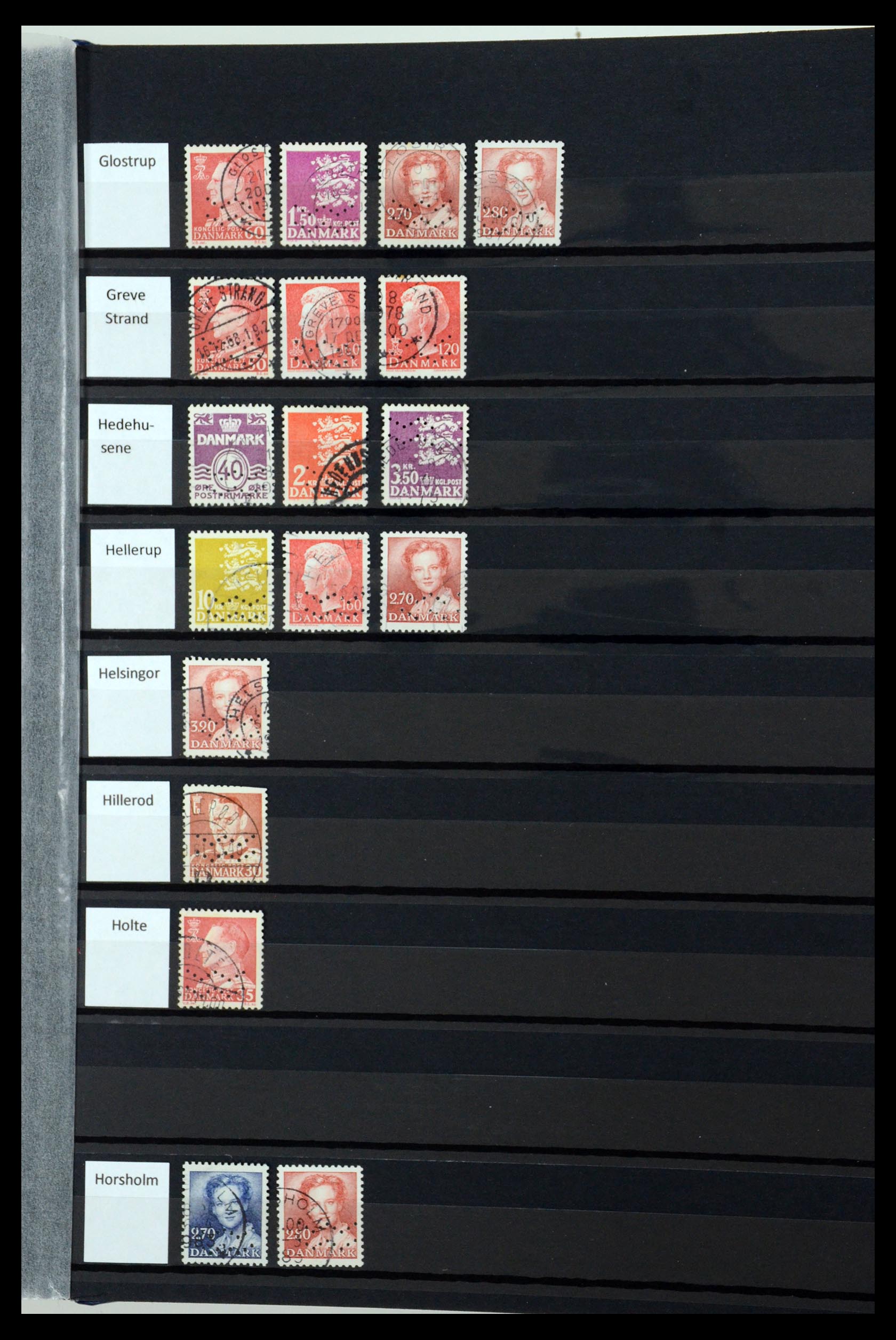 36396 114 - Stamp collection 36396 Denmark perfins.