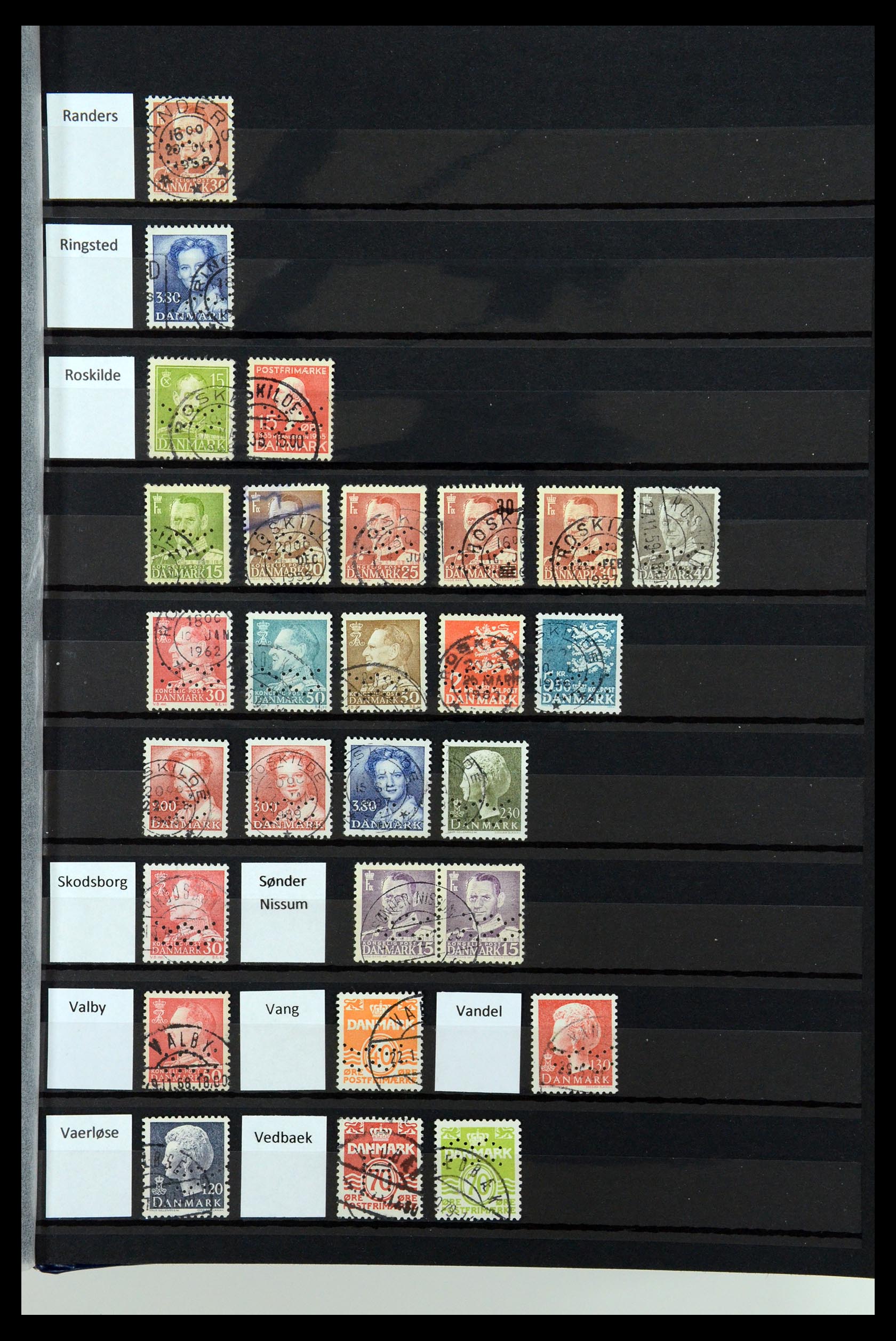 36396 116 - Stamp collection 36396 Denmark perfins.