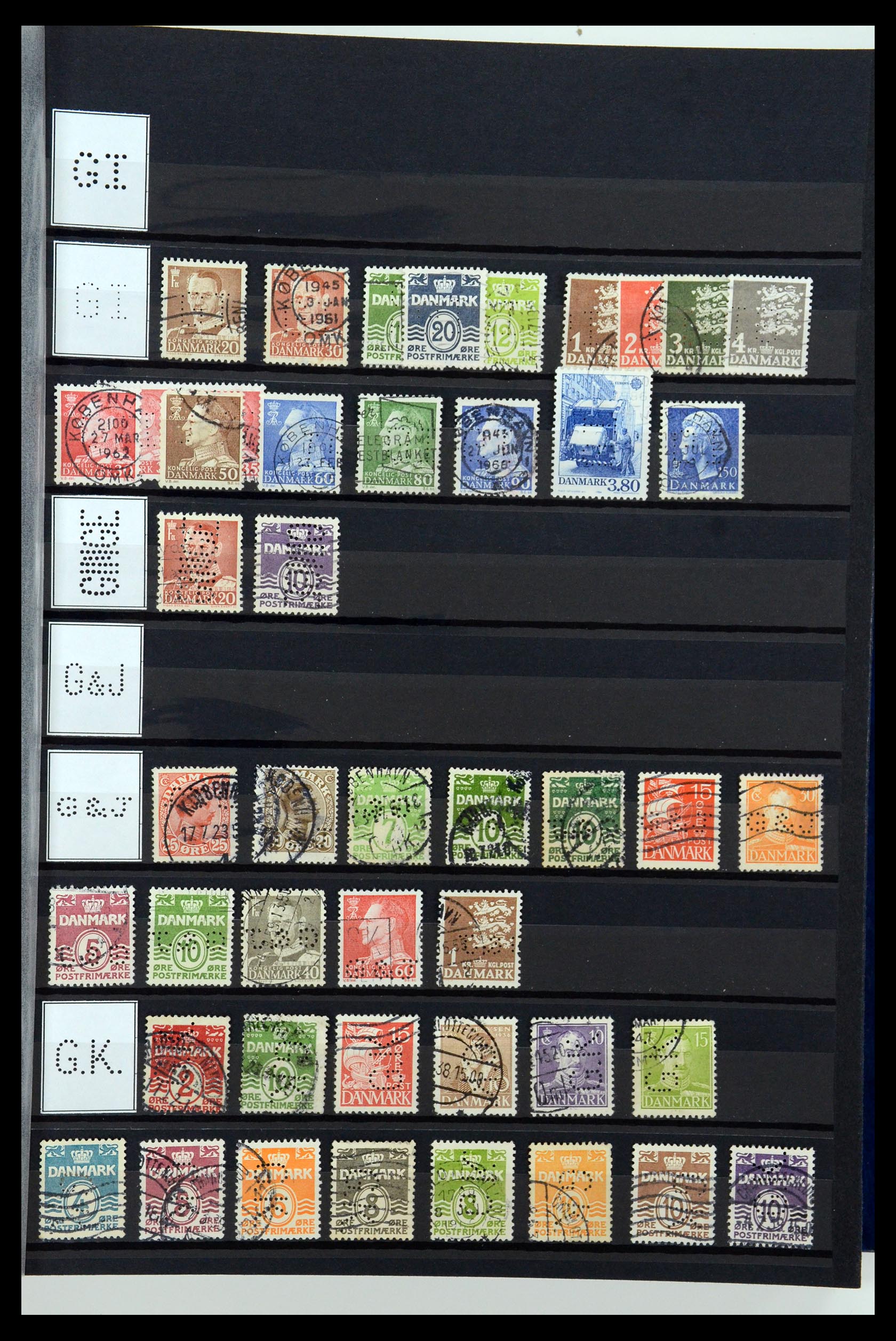 36396 118 - Stamp collection 36396 Denmark perfins.